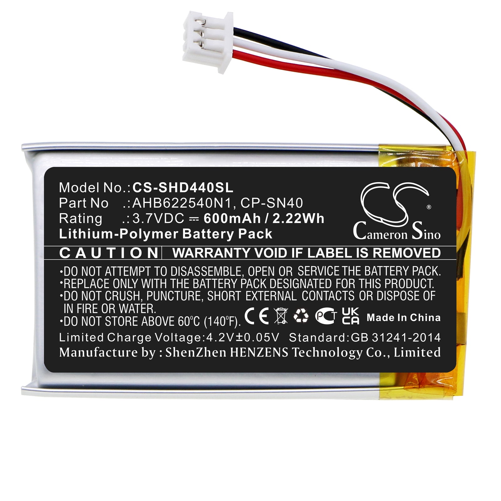 Li-Polymer, Wireless Headset Battery fits Sennheiser Hd 4.40 Bt, Hd 4.50btnc, 3.7V, 600mAh Wireless Headset Cameron Sino Technology Limited