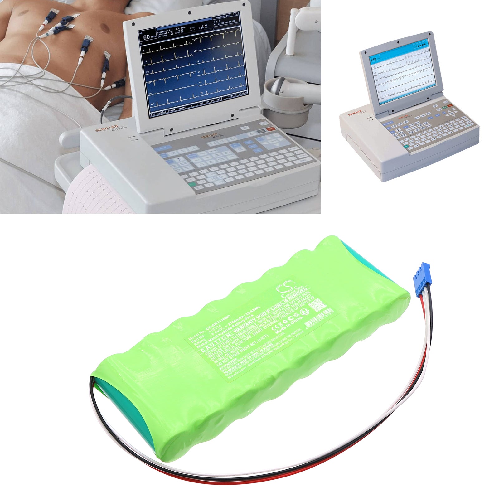 9.6V, Ni-MH, 2700mAh, Battery fits Schiller AT-10 Plus EKG Machine, AT10 plus, 25.92Wh Medical Cameron Sino Technology Limited