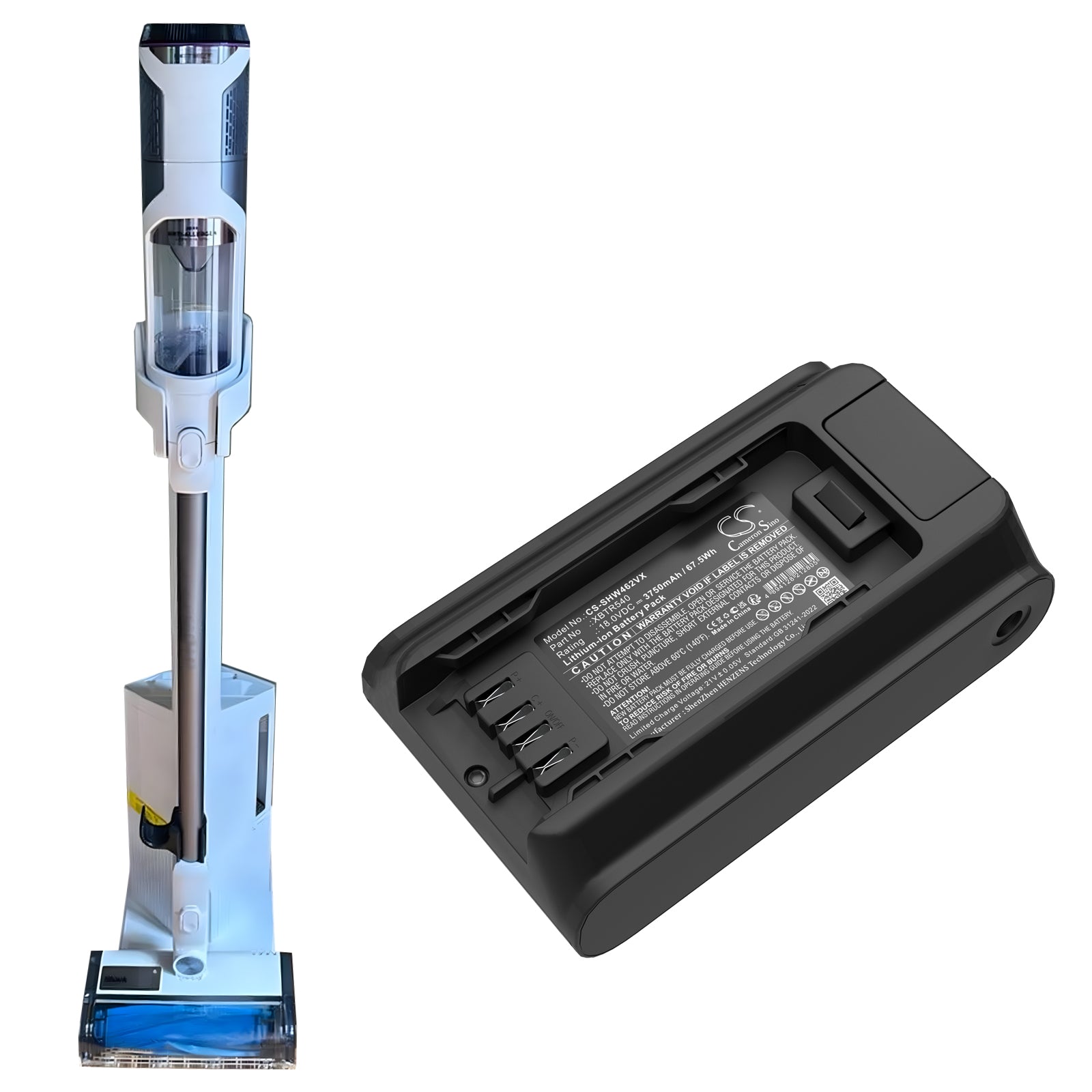 18V, Li-ion, 3750mAh, Battery fits Shark IW4624, IW4625, 67.5Wh Vacuum Cameron Sino Technology Limited