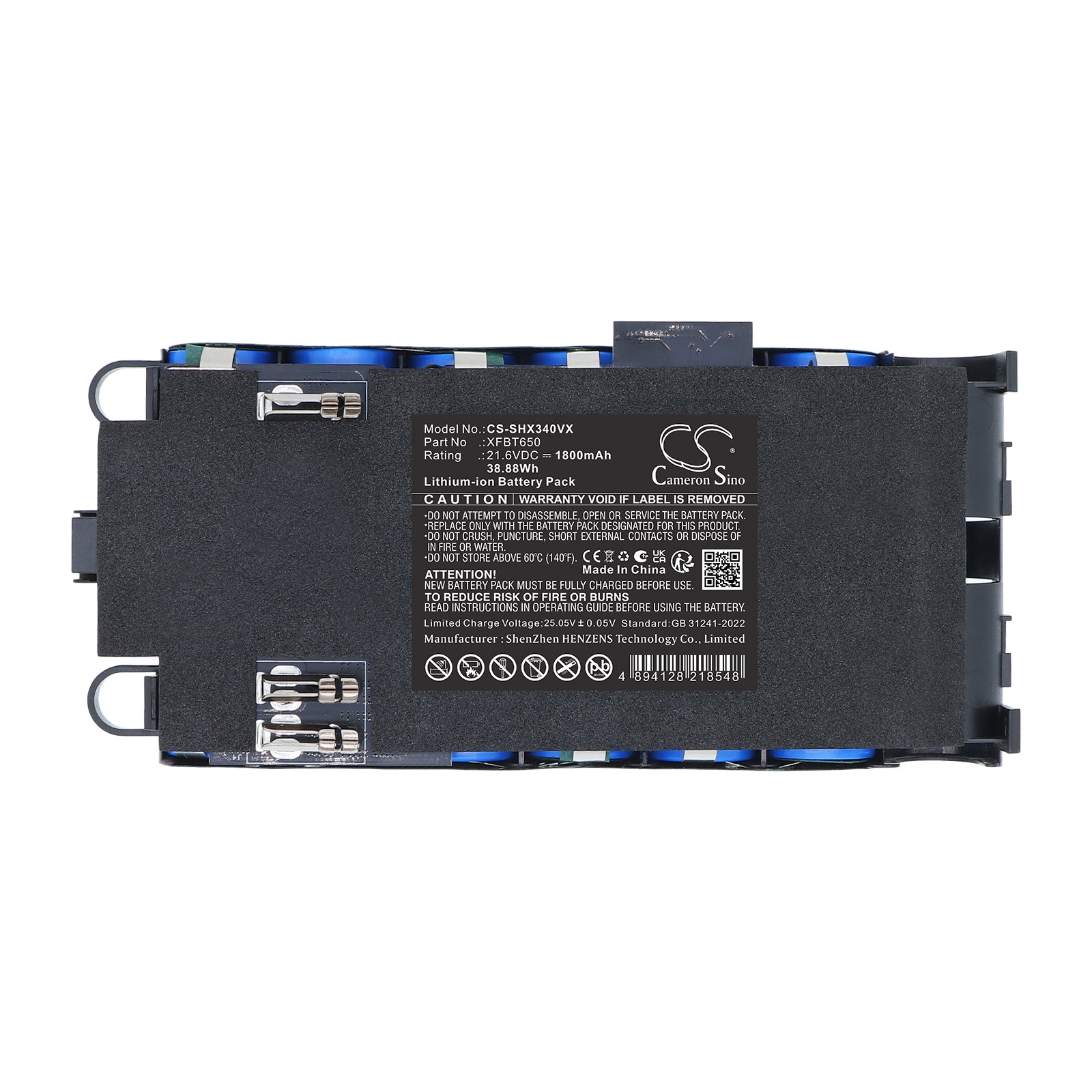 21.6V, Li-ion, 1800mAh, Battery fits Shark IX140H, IX141H, 38.88Wh Vacuum Cameron Sino Technology Limited
