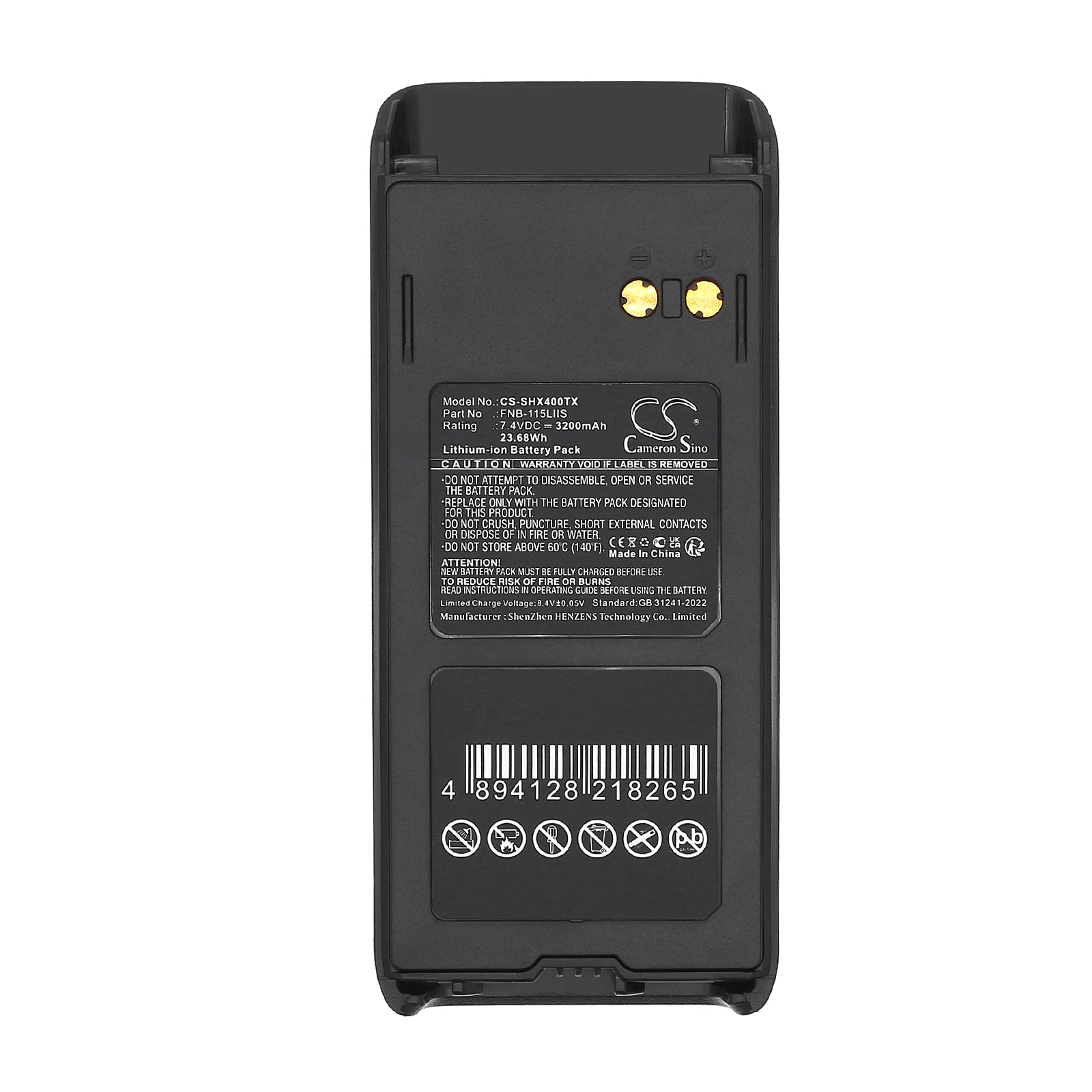 7.4V, Li-ion, 3200mAh, Battery fits Standard Horizon HX400IS, HX400, 23.68Wh Two-Way Radio Cameron Sino Technology Limited