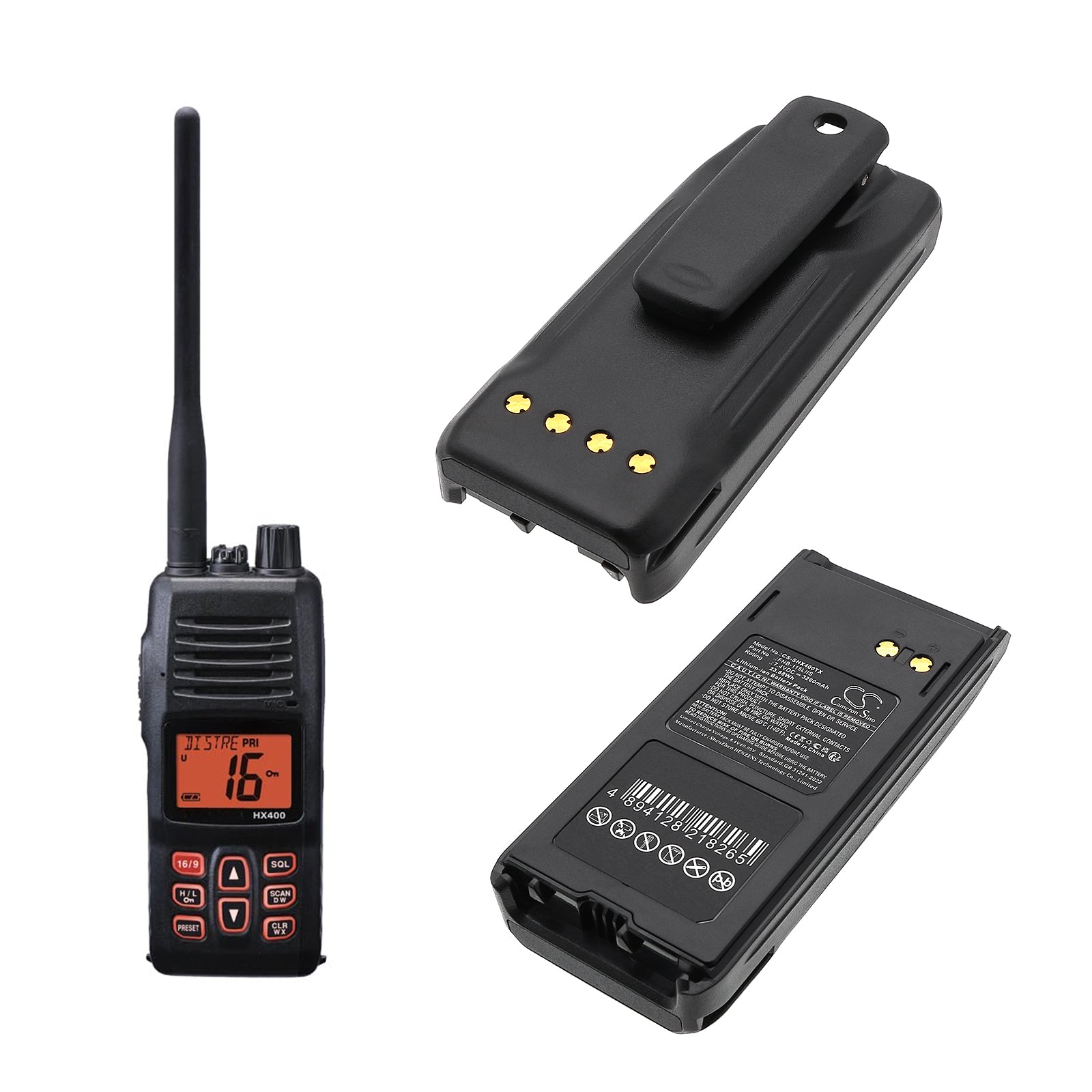 7.4V, Li-ion, 3200mAh, Battery fits Standard Horizon HX400IS, HX400, 23.68Wh Two-Way Radio Cameron Sino Technology Limited