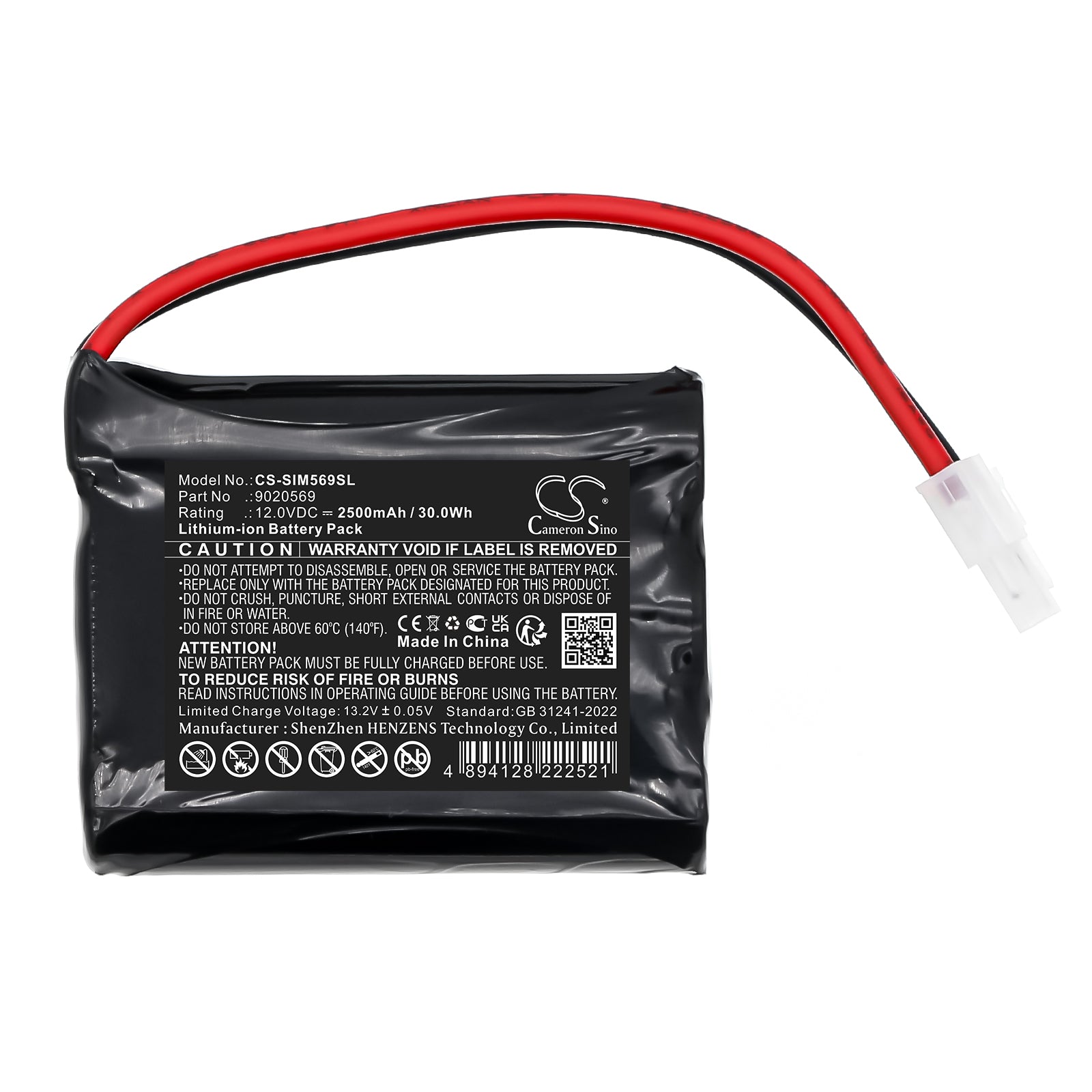 12V, Li-ion, 2500mAh, Battery fits Simu 2447-3092, 9020569, 30Wh Smart Home Cameron Sino Technology Limited