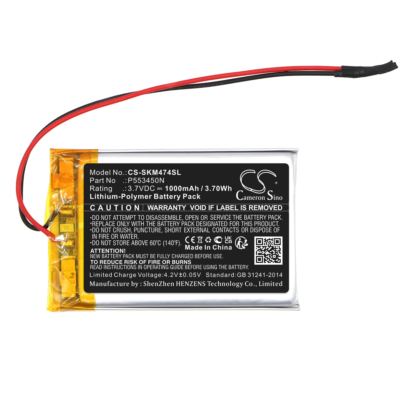 Li-Polymer, Speaker Battery fits Skullcandy S7shhw-474, Shrapnel Mini, 3.7V, 1000mAh Speaker Cameron Sino Technology Limited