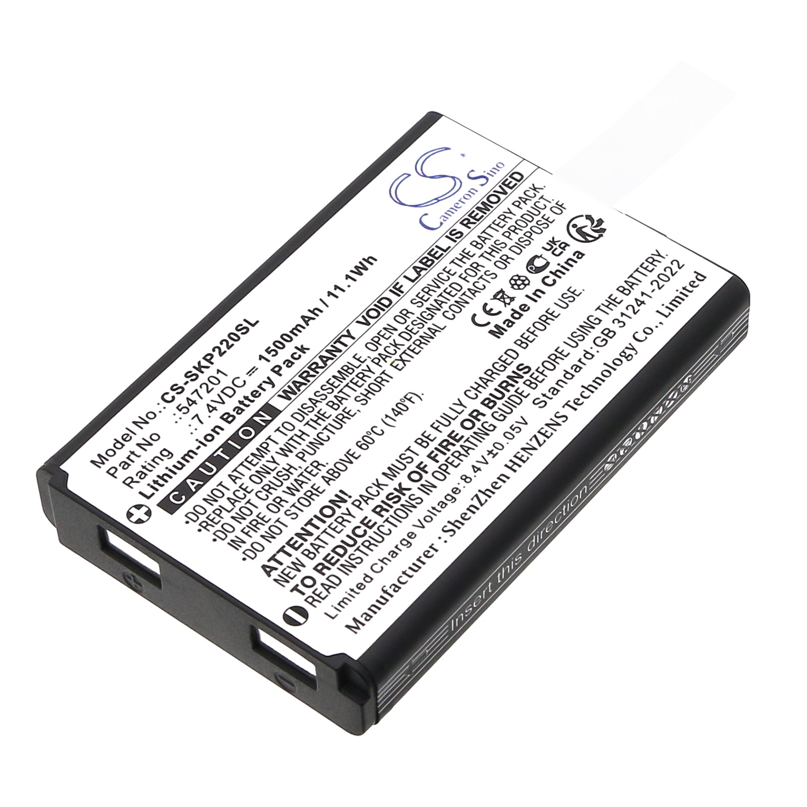 7.4V, Li-ion, 1500mAh, Battery fits SEWOO LK-P22, LK-P24, 11.1Wh Portable Printer Cameron Sino Technology Limited