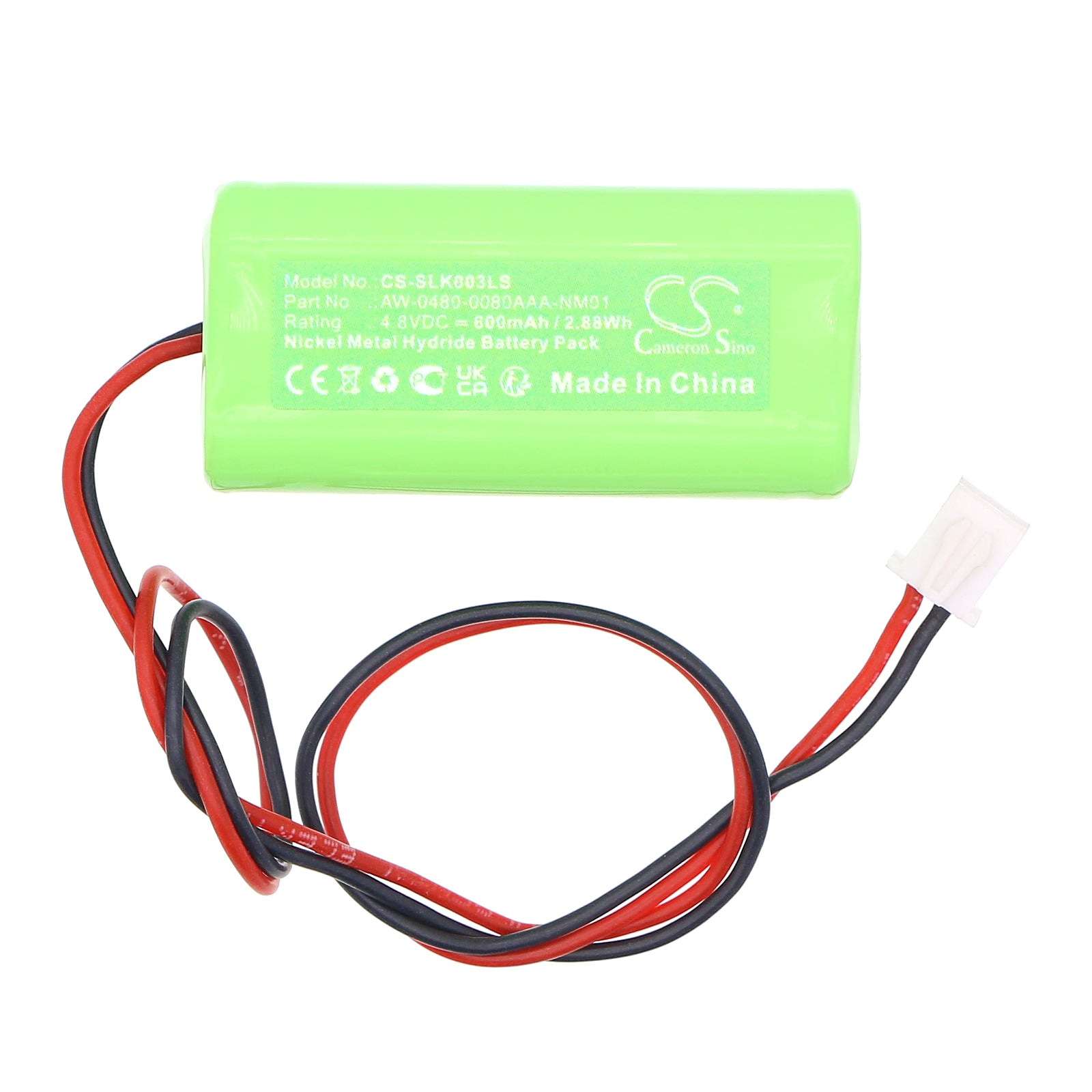 4.8V, Ni-MH, 600mAh, Battery fits Fischer NLK1U003SC, NLK2U003SC, 2.88Wh Emergency Lighting Cameron Sino Technology Limited