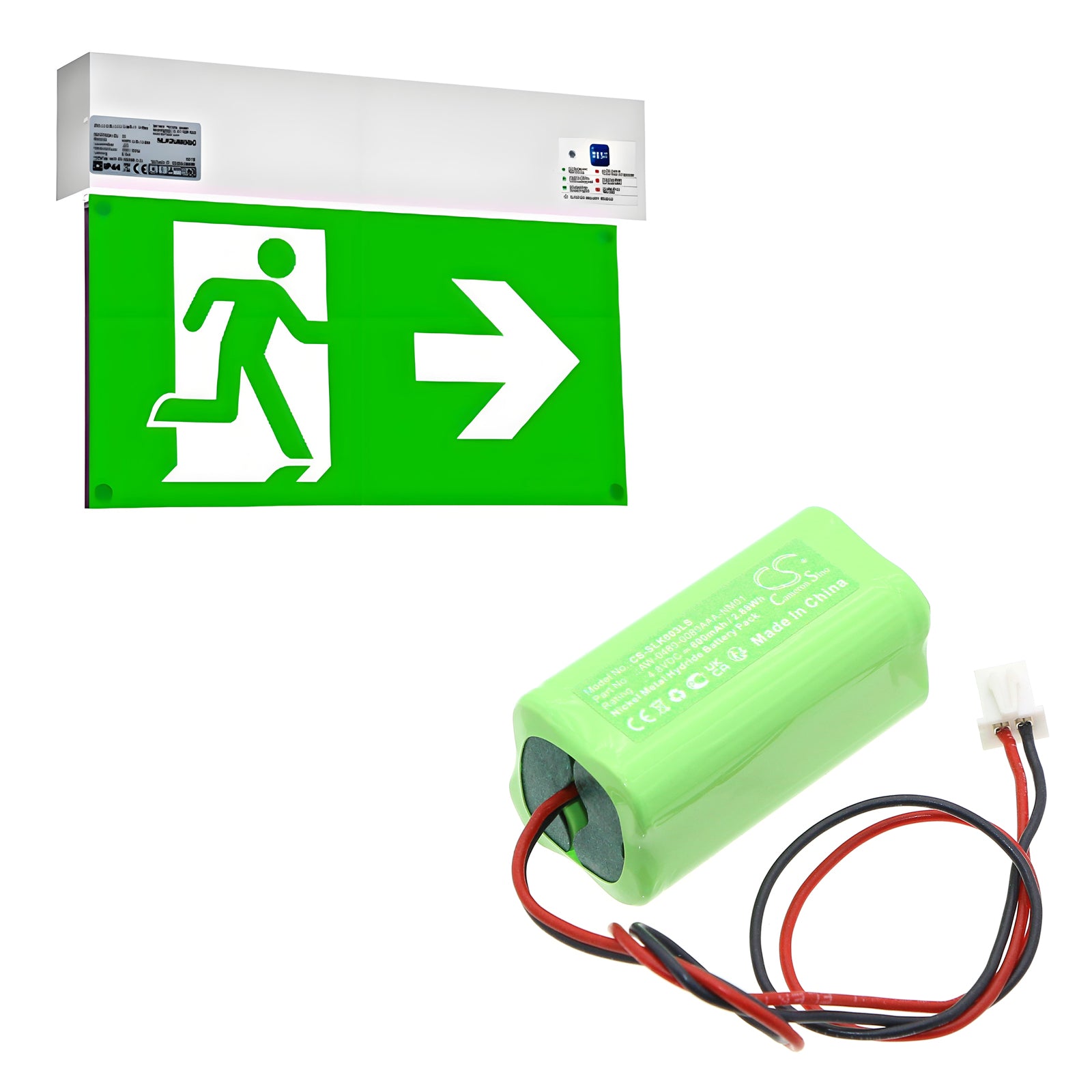 4.8V, Ni-MH, 600mAh, Battery fits Fischer NLK1U003SC, NLK2U003SC, 2.88Wh Emergency Lighting Cameron Sino Technology Limited