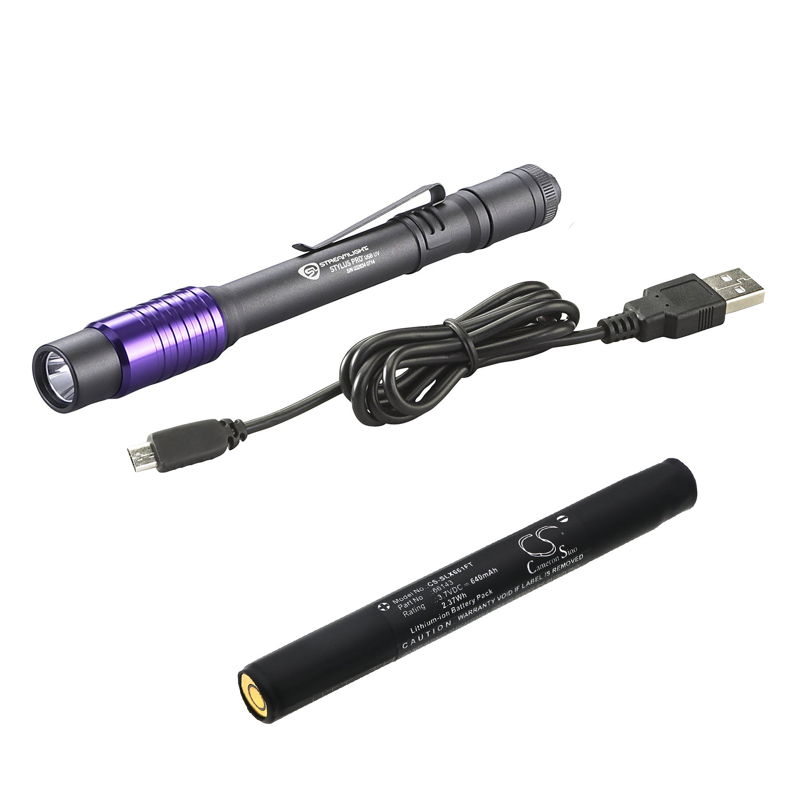 Li-ion, Flashlight Battery fits Streamlight Stylus Pro Cob, Stylus Pro Usb, 3.7V, 640mAh Flashlight Cameron Sino Technology Limited