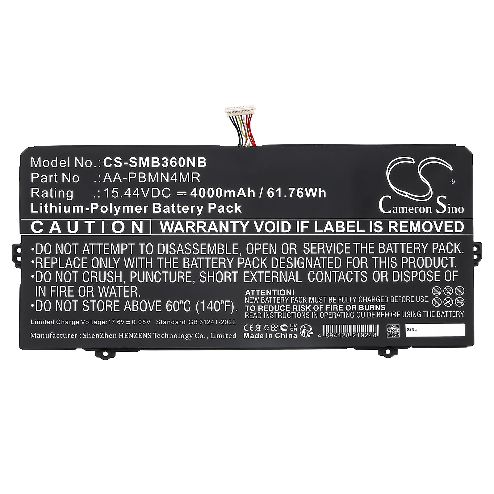 15.44V, Li-Polymer, 4000mAh, Battery fits Samsung Galaxy Book2 Pro 13, Galaxy Book2 Pro 13 NP930XED-KA1BE, 61.76Wh Notebook, Laptop Cameron Sino Technology Limited