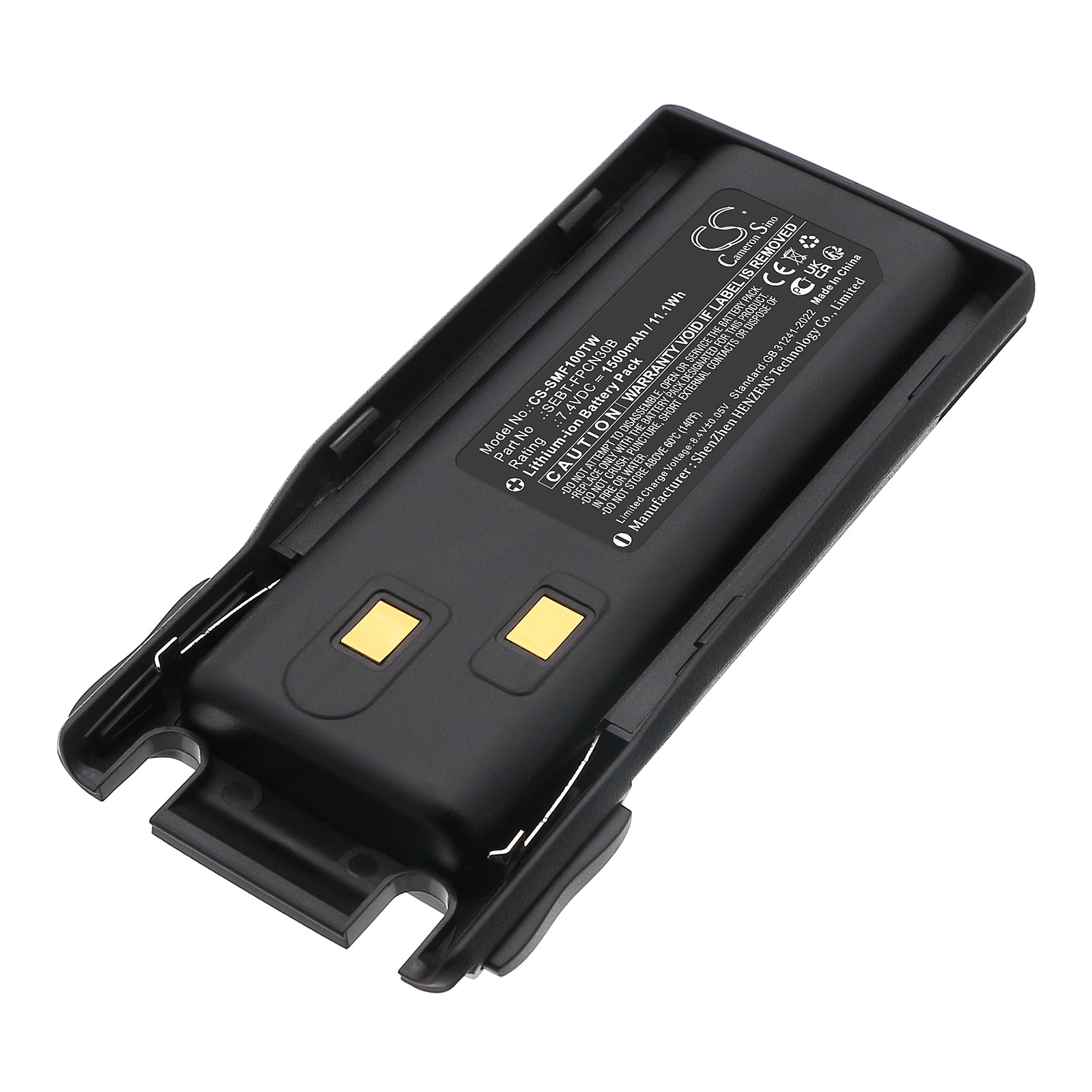 7.4V, Li-ion, 1500mAh, Battery fits SAMCOM FPCN10A, 11.1Wh Two-Way Radio Cameron Sino Technology Limited