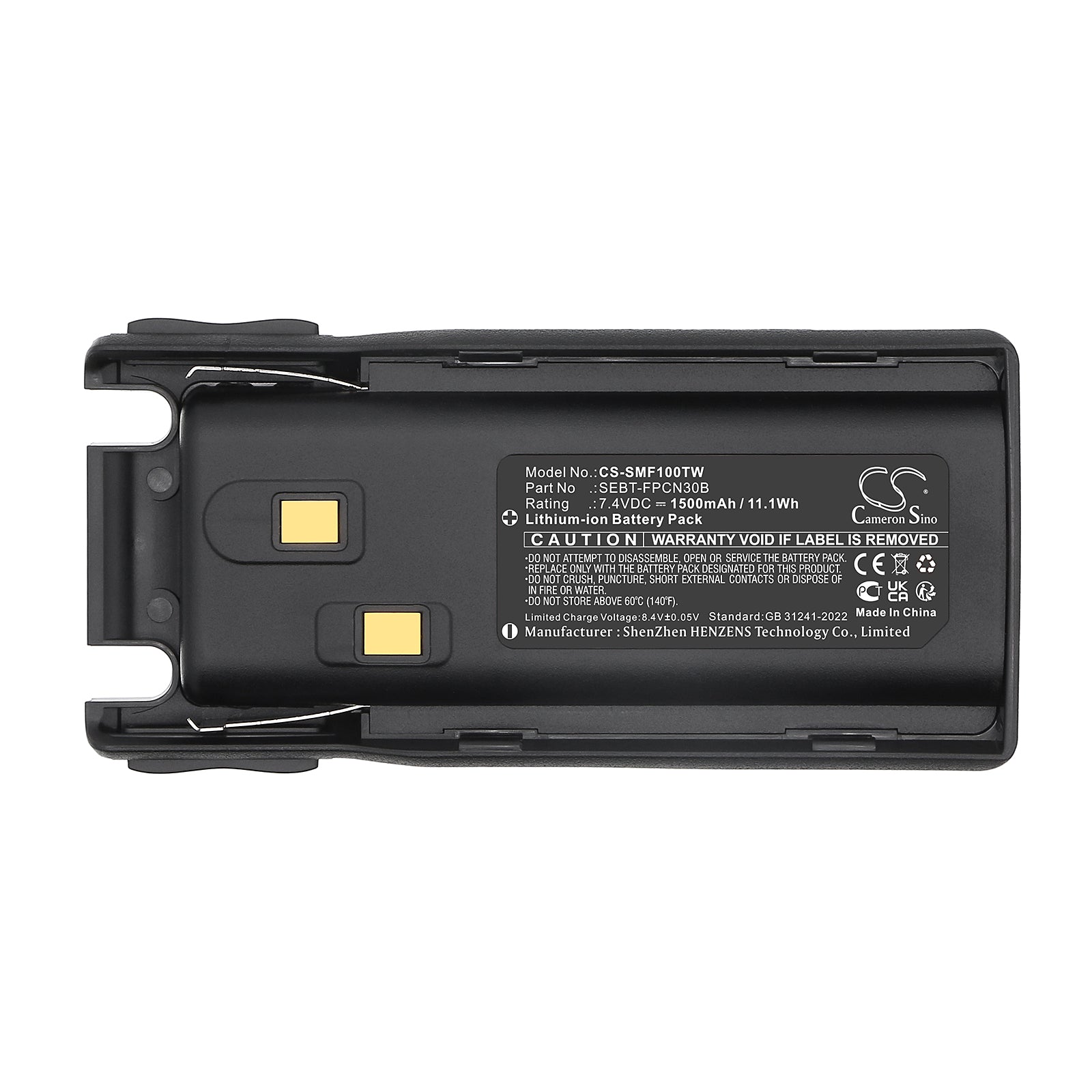 7.4V, Li-ion, 1500mAh, Battery fits SAMCOM FPCN10A, 11.1Wh Two-Way Radio Cameron Sino Technology Limited