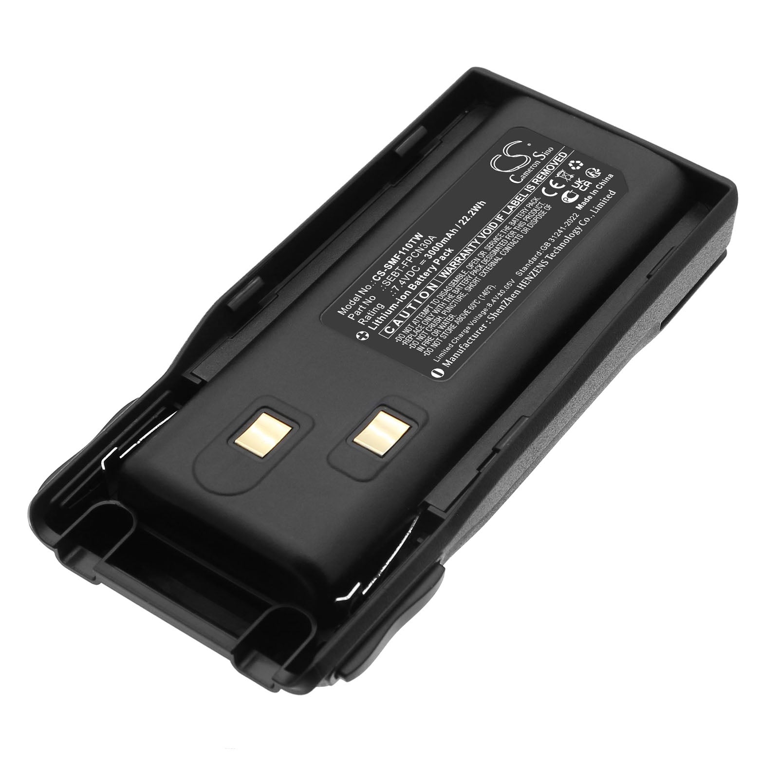 7.4V, Li-ion, 3000mAh, Battery fits SAMCOM FPCN10A, 22.2Wh Two-Way Radio Cameron Sino Technology Limited