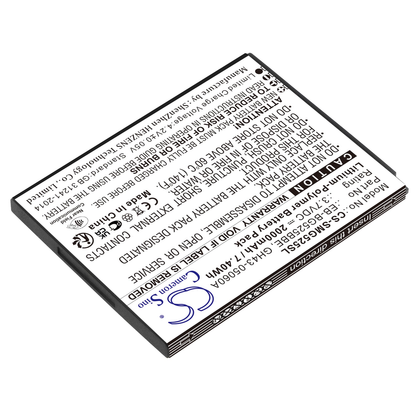 Li-Polymer, Mobile, SmartPhone Battery fits Samsung Galaxy Xcover 5, Galaxy Xcover 5 2021, 3.7V, 2000mAh Mobile & SmartPhone Cameron Sino Technology Limited