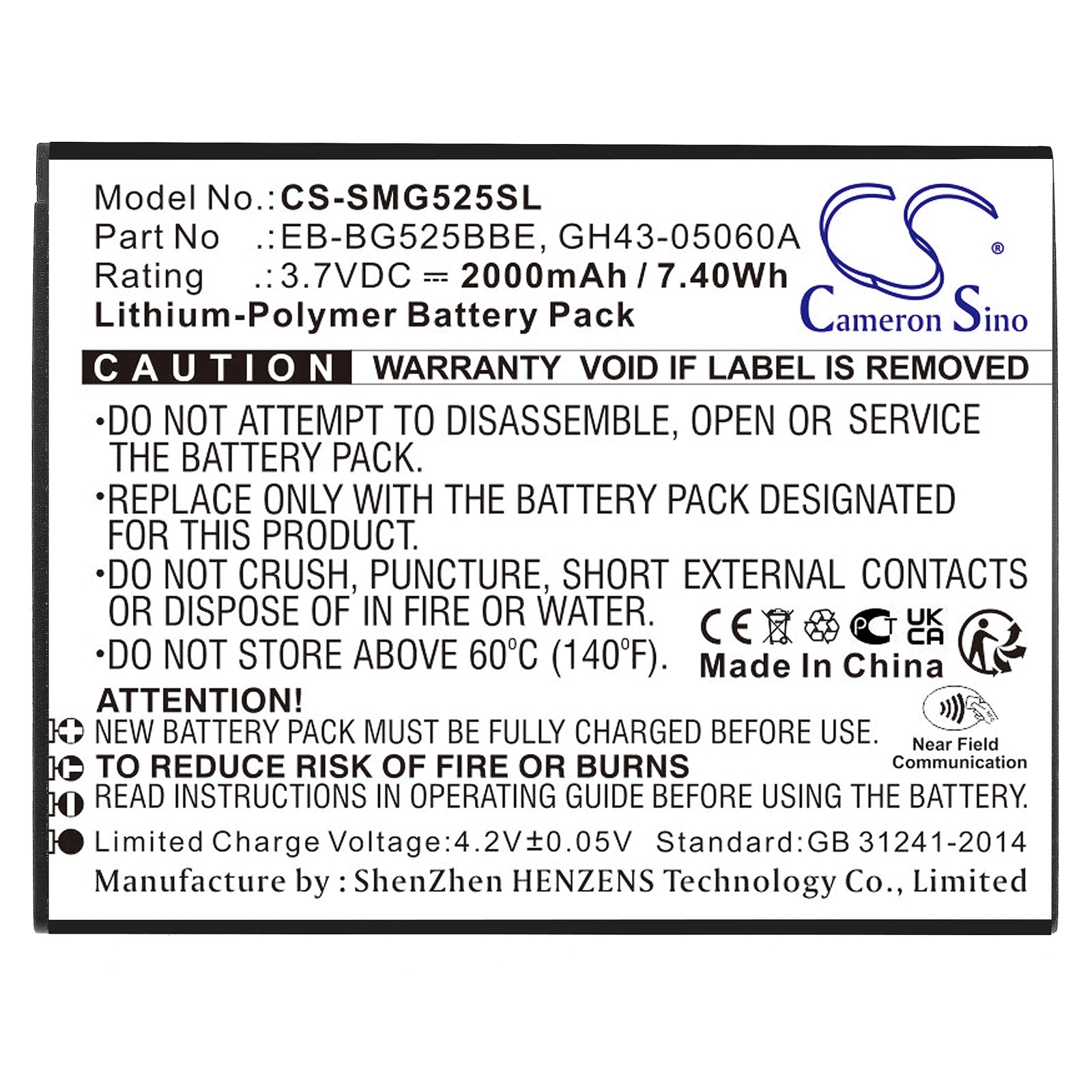 Li-Polymer, Mobile, SmartPhone Battery fits Samsung Galaxy Xcover 5, Galaxy Xcover 5 2021, 3.7V, 2000mAh Mobile & SmartPhone Cameron Sino Technology Limited