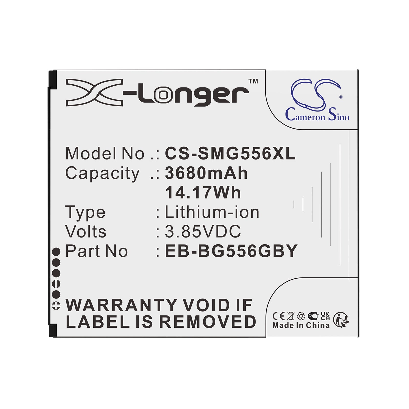 3.85V, Li-ion, 3680mAh, Battery fits Samsung Galaxy XCover7 5G, Galaxy Xcover 7, 14.17Wh Mobile, SmartPhone Cameron Sino Technology Limited