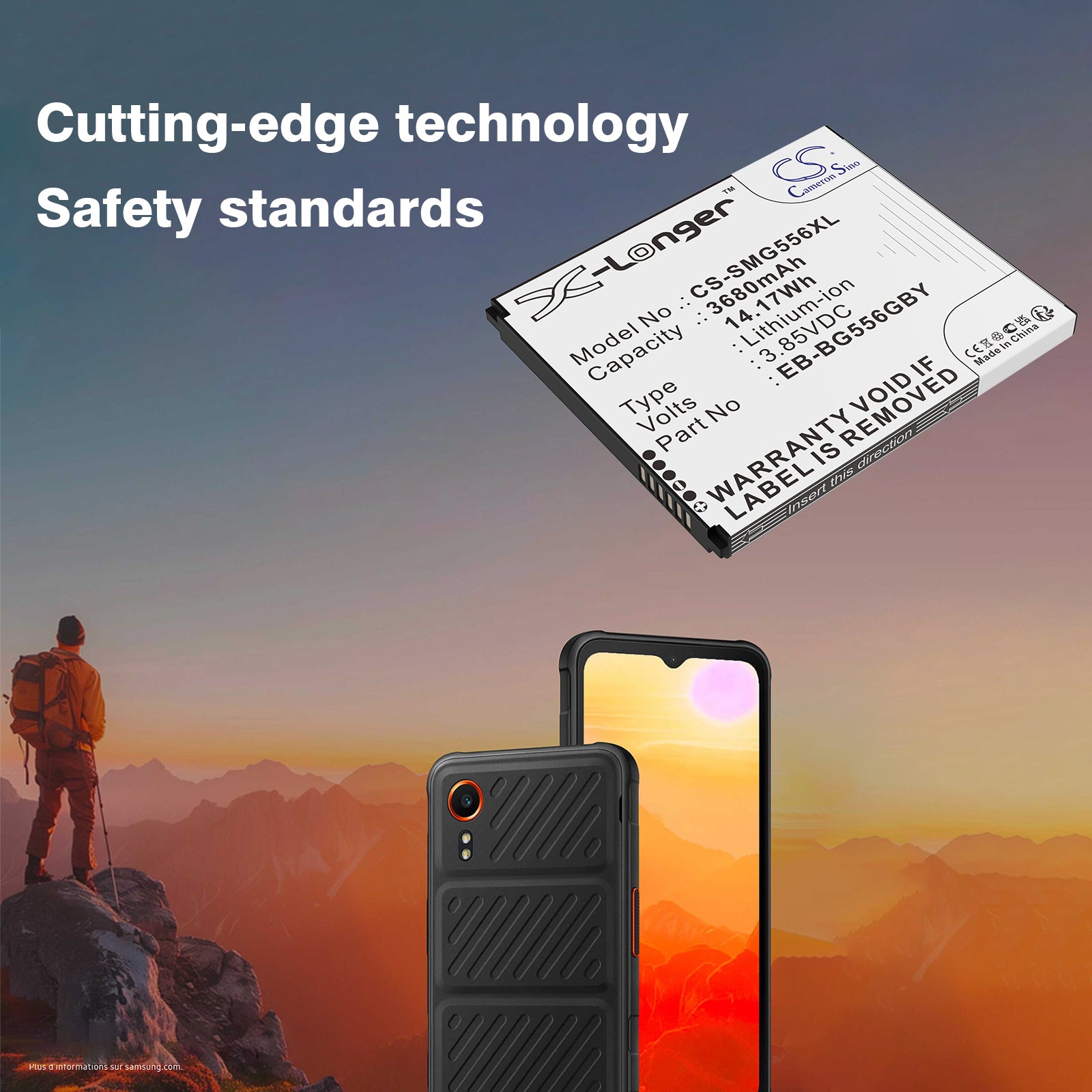 3.85V, Li-ion, 3680mAh, Battery fits Samsung Galaxy XCover7 5G, Galaxy Xcover 7, 14.17Wh Mobile, SmartPhone Cameron Sino Technology Limited