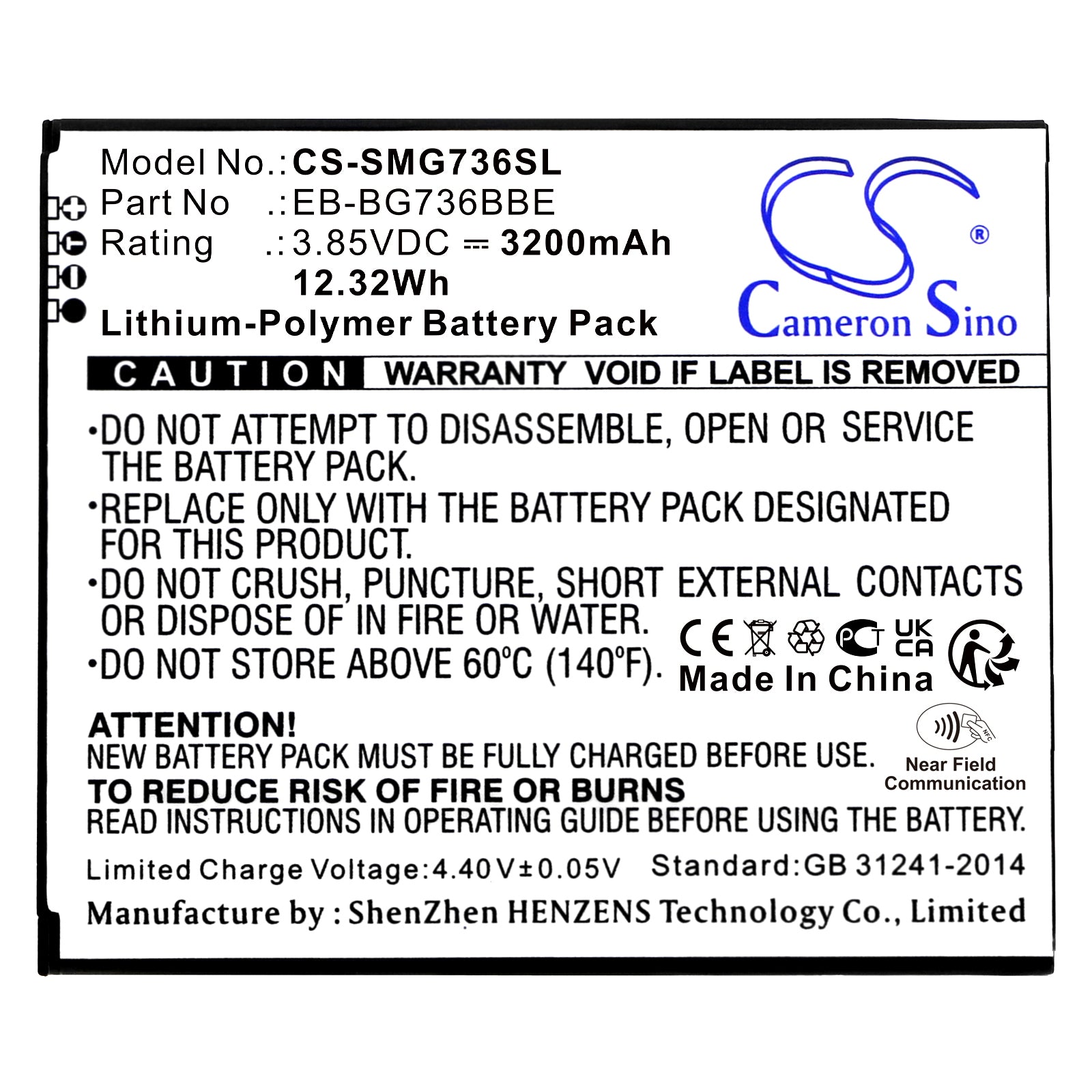 Li-Polymer, Mobile, SmartPhone Battery fits Samsung Galaxy Xcover 6 Pro, Sm-g736b, 3.85V, 3200mAh Mobile & SmartPhone Cameron Sino Technology Limited