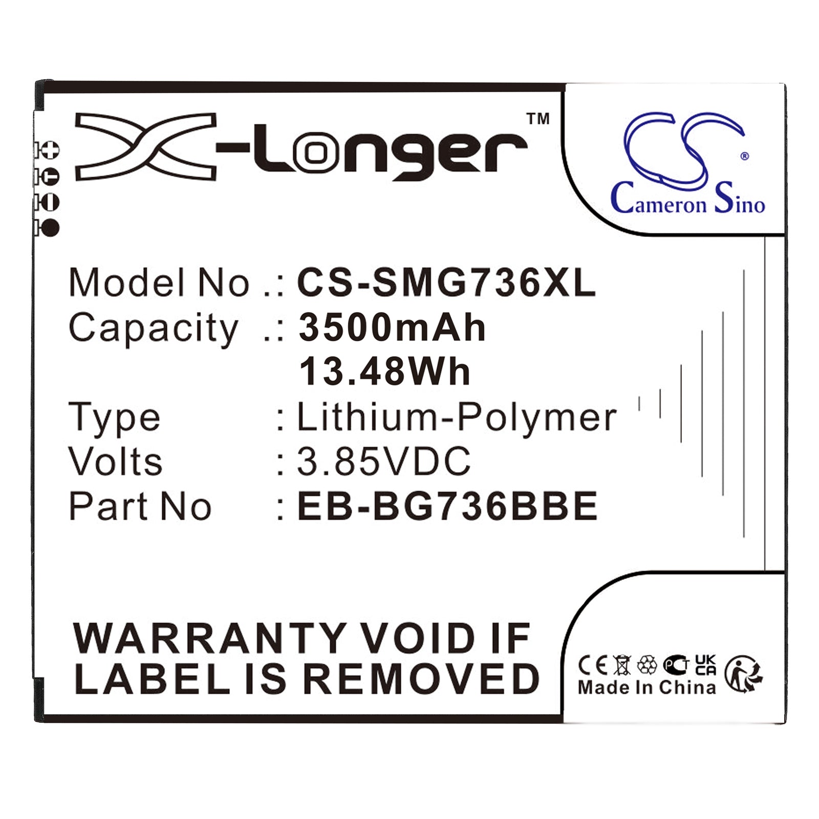 Li-Polymer, Mobile, SmartPhone Battery fits Samsung Galaxy Xcover 6 Pro, Sm-g736b, 3.85V, 3500mAh Mobile & SmartPhone Cameron Sino Technology Limited