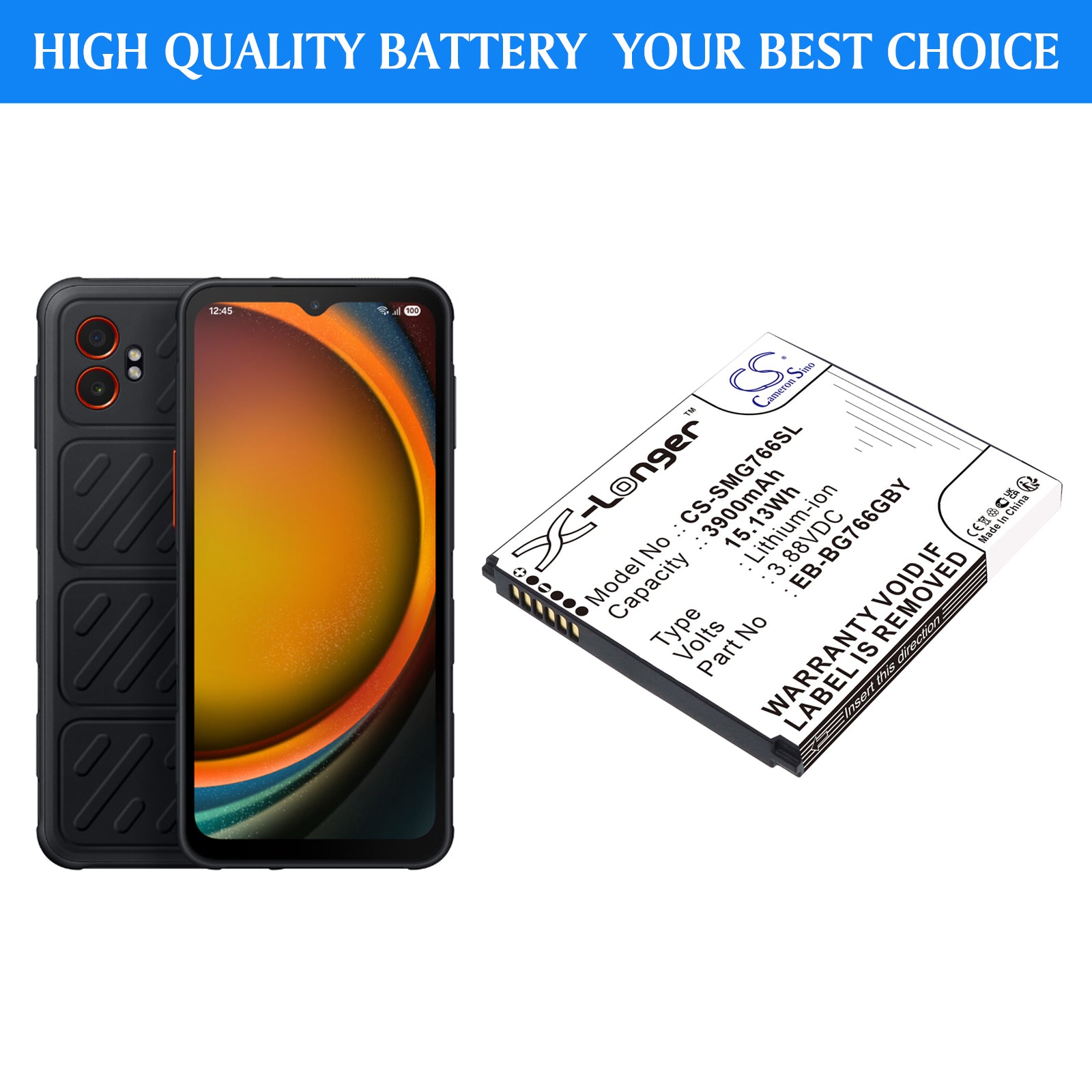 3.88V, Li-ion, 3900mAh, Battery fits Samsung Galaxy XCover7 Pro, SM-G766B, 15.13Wh Mobile, SmartPhone Cameron Sino Technology Limited