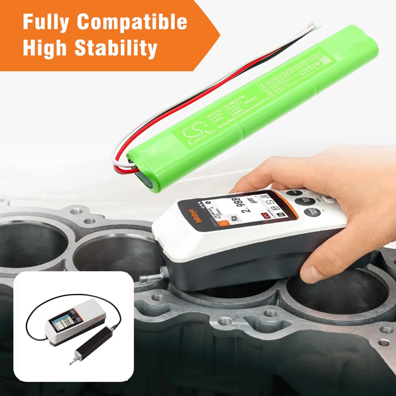 7.2V, Ni-MH, 700mAh, Battery fits Mitutoyo Surftest SJ-210, 5.04Wh Equipment, Survey, Test Cameron Sino Technology Limited