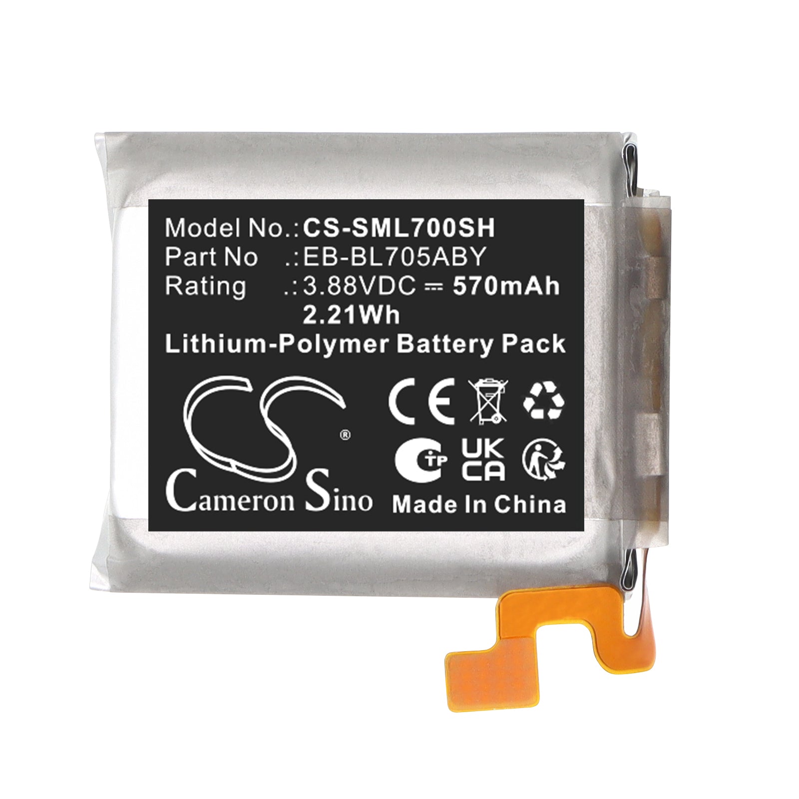 3.88V, Li-Polymer, 570mAh, Battery fits Samsung Galaxy Watch 7 Ultra 47mm, Galaxy Watch Ultra 2025 47mm, 2.21Wh Smartwatch Cameron Sino Technology Limited
