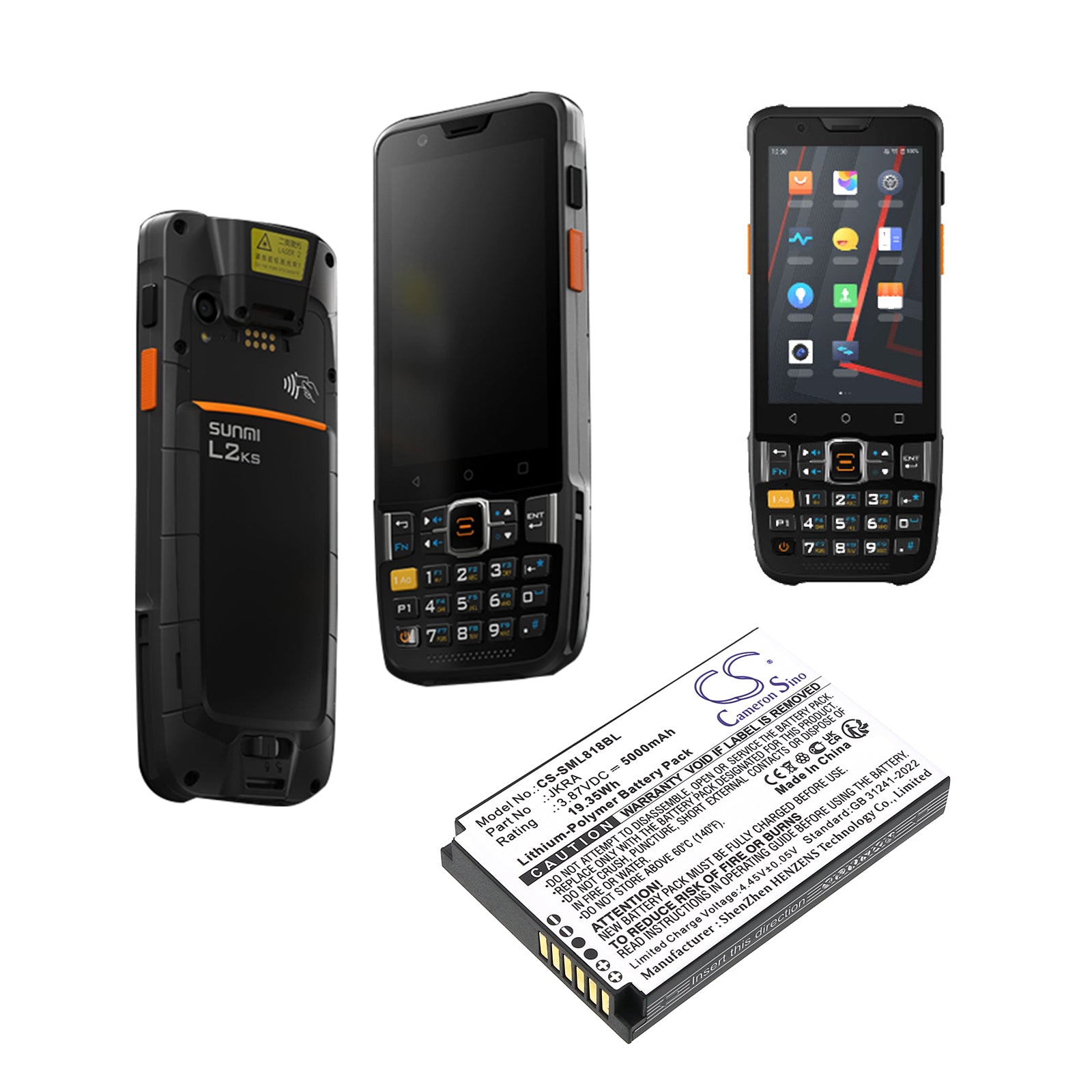 3.87V, Li-Polymer, 5000mAh, Battery fits Sunmi L2KS, T8A10 | Geenk G3, 19.35Wh Payment Terminal Cameron Sino Technology Limited