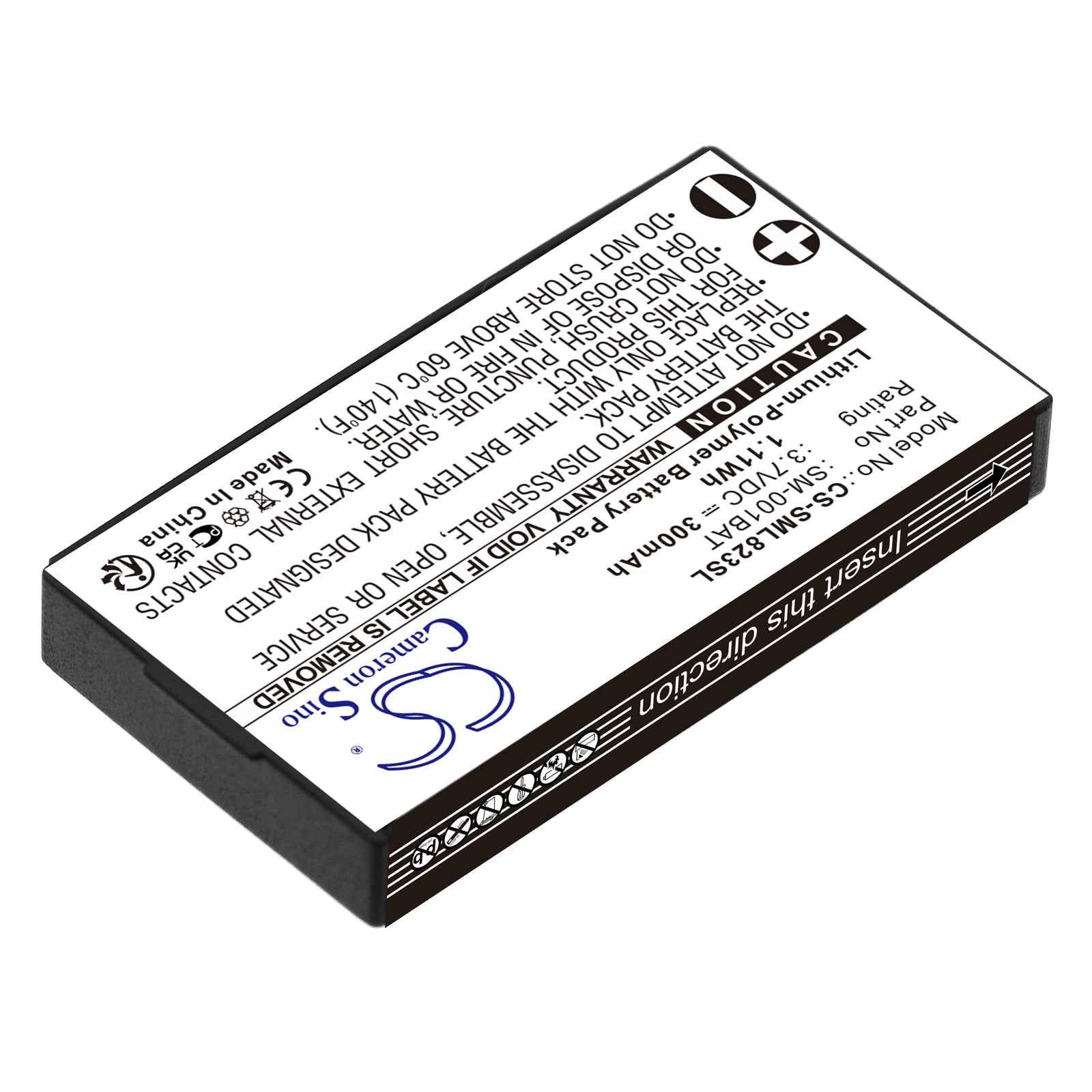 Li-Polymer, Wireless Headset Battery fits Simolio Sm-823, Sm-823d, 3.7V, 300mAh Wireless Headset Cameron Sino Technology Limited