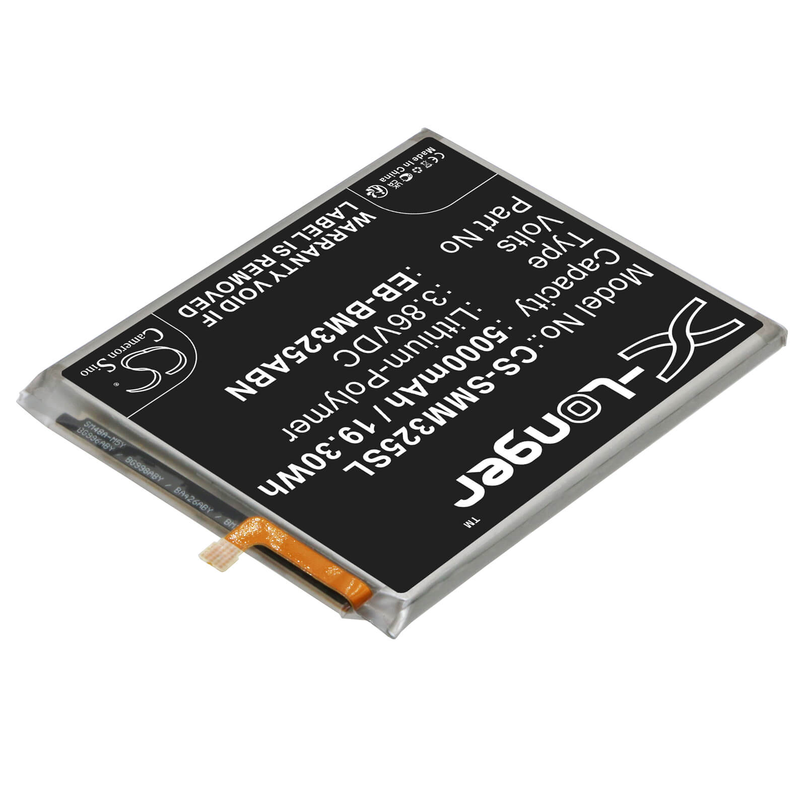Li-Polymer Battery fits Samsung, Galaxy M32, Galaxy M32 4g 2021 Premium Edi 3.85V, 5900mAh / 22.72Wh Mobile & SmartPhone Cameron Sino Technology Limited