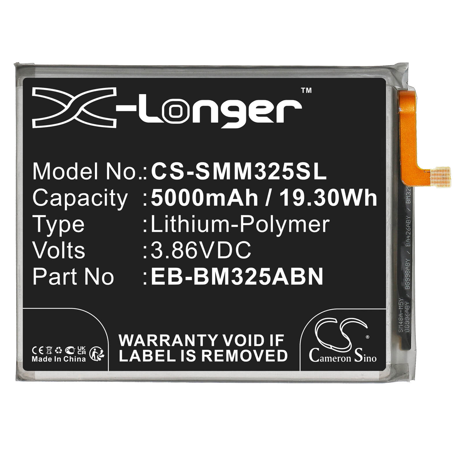 Li-Polymer Battery fits Samsung, Galaxy M32, Galaxy M32 4g 2021 Premium Edi 3.85V, 5900mAh / 22.72Wh Mobile & SmartPhone Cameron Sino Technology Limited