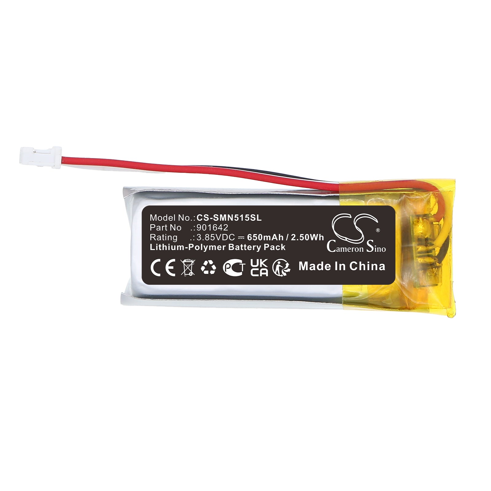 3.85V, Li-Polymer, 650mAh, Battery fits Somfy 515657C, 5121348A, 2.5Wh Smart Home Cameron Sino Technology Limited