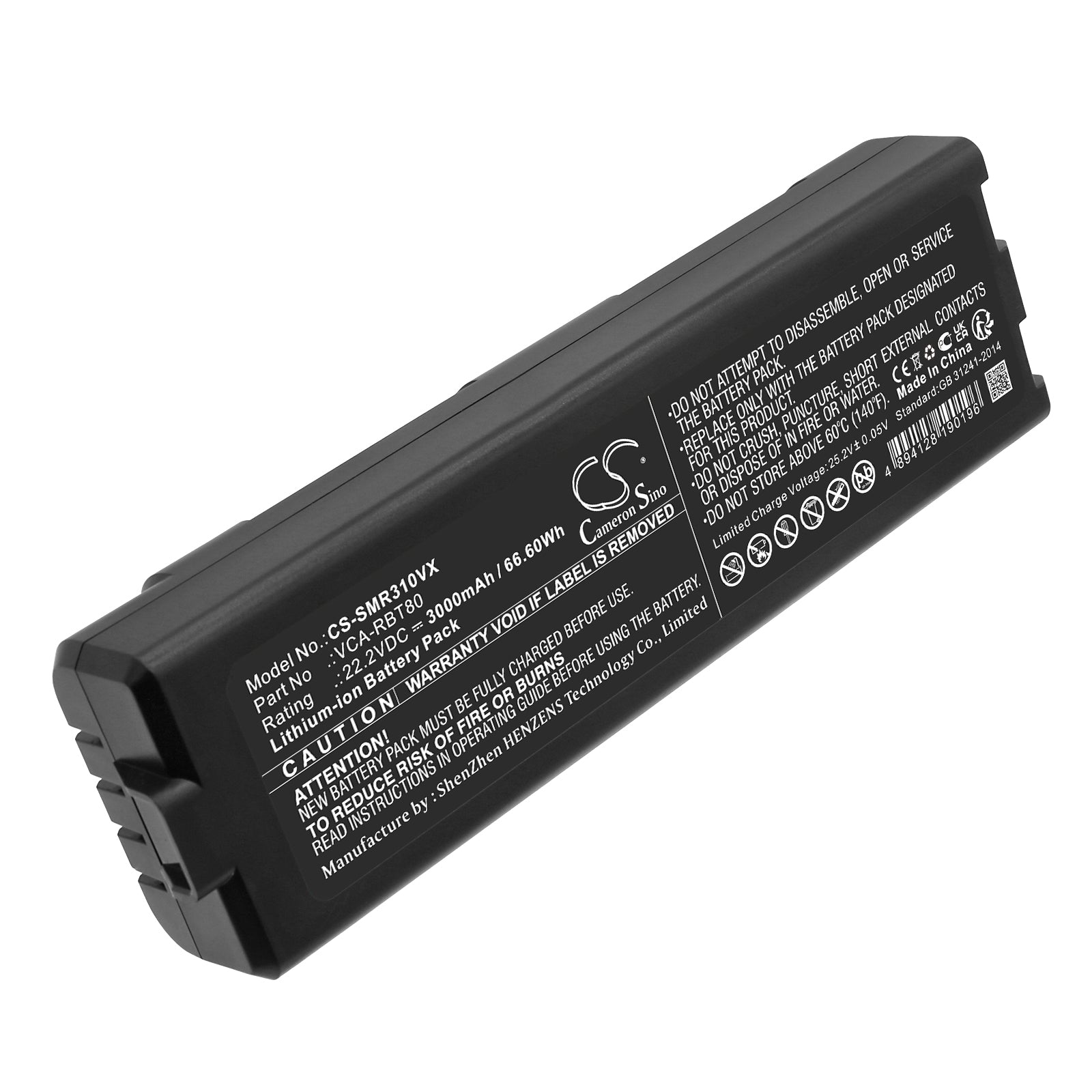 Li-ion, Vacuum Battery fits Samsung Jet Bot, Vr30t80313w, 22.2V, 3000mAh Vacuum Cameron Sino Technology Limited
