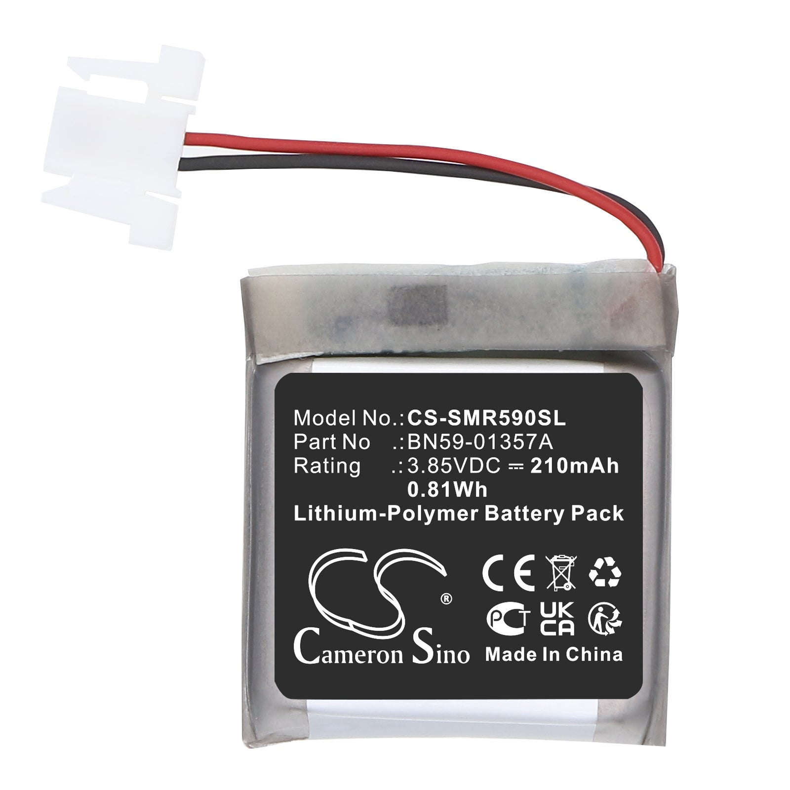 3.85V, Li-Polymer, 210mAh, Battery fits Samsung BN59-01357F, BN59-01385A, 0.81Wh Remote Control Cameron Sino Technology Limited