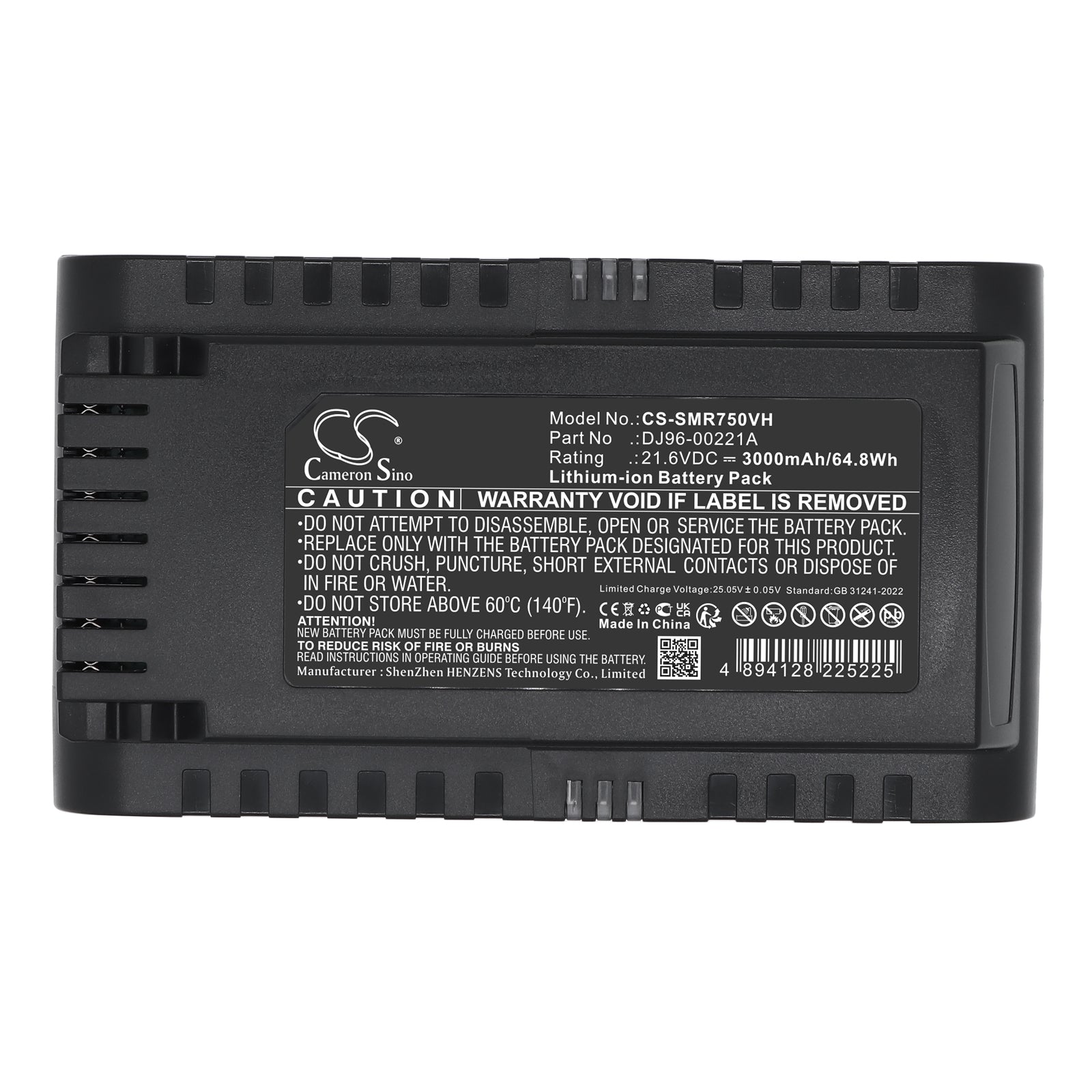 21.6V, Li-ion, 3000mAh, Battery fits Samsung DJ96-00227A, Jet 70, 64.8Wh Vacuum Cameron Sino Technology Limited