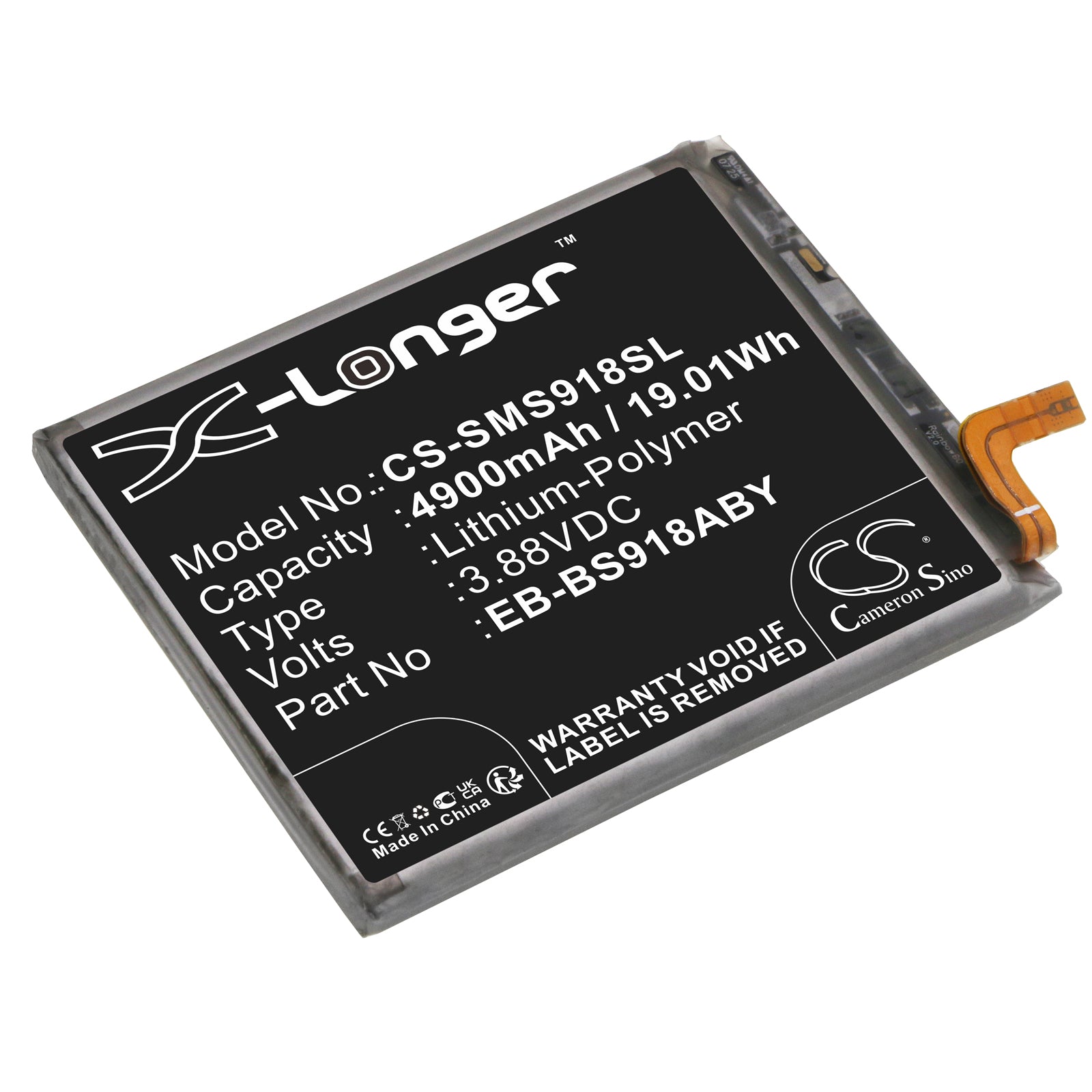 Li-Polymer, Mobile, SmartPhone Battery fits Samsung Galaxy S23 Ultra, Galaxy S23 Ultra 5g, 3.88V, 4900mAh Mobile & SmartPhone Cameron Sino Technology Limited