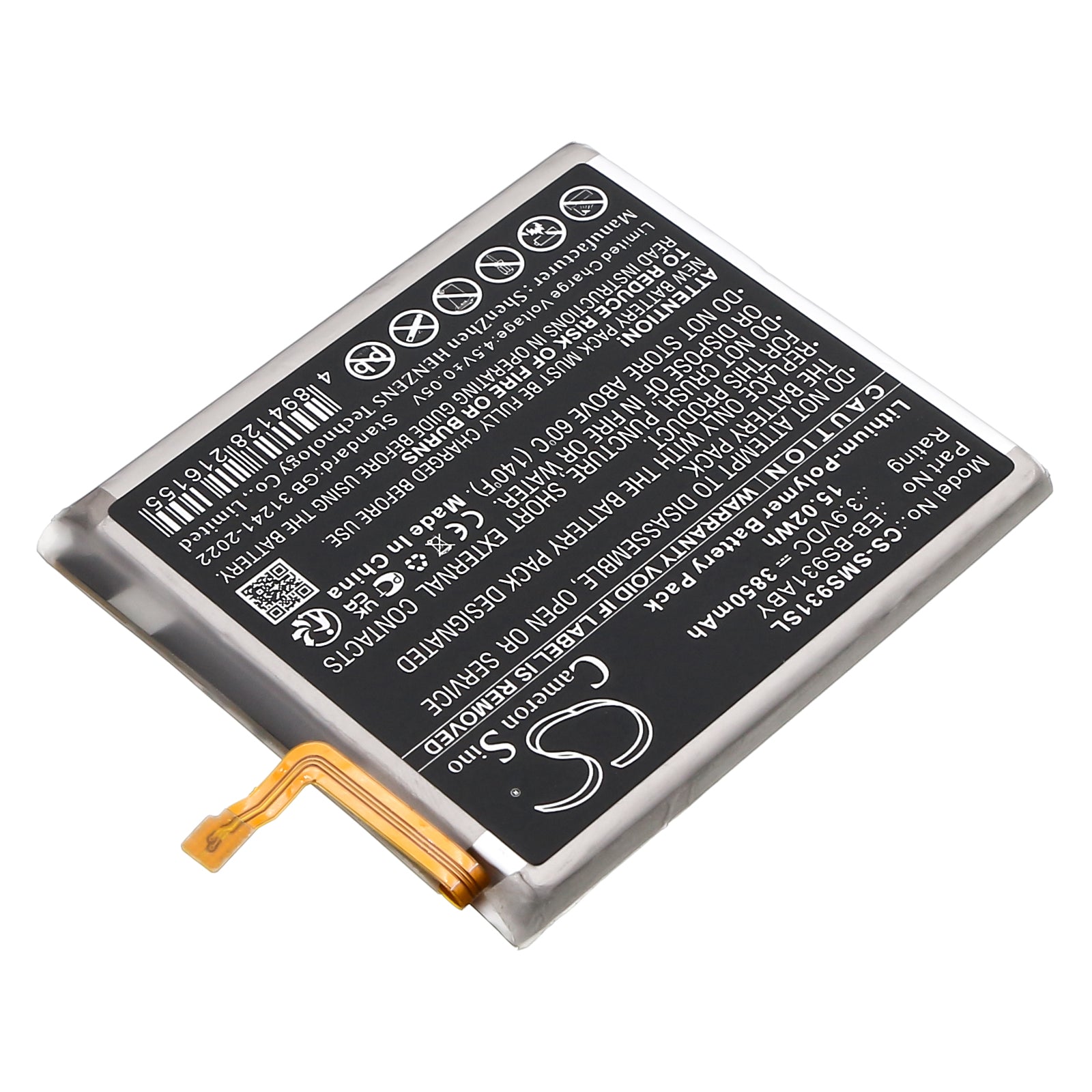 3.9V, Li-Polymer, 3850mAh, Battery fits Samsung Galaxy S25 5G, SM-S9310, 15.02Wh Mobile, SmartPhone Cameron Sino Technology Limited