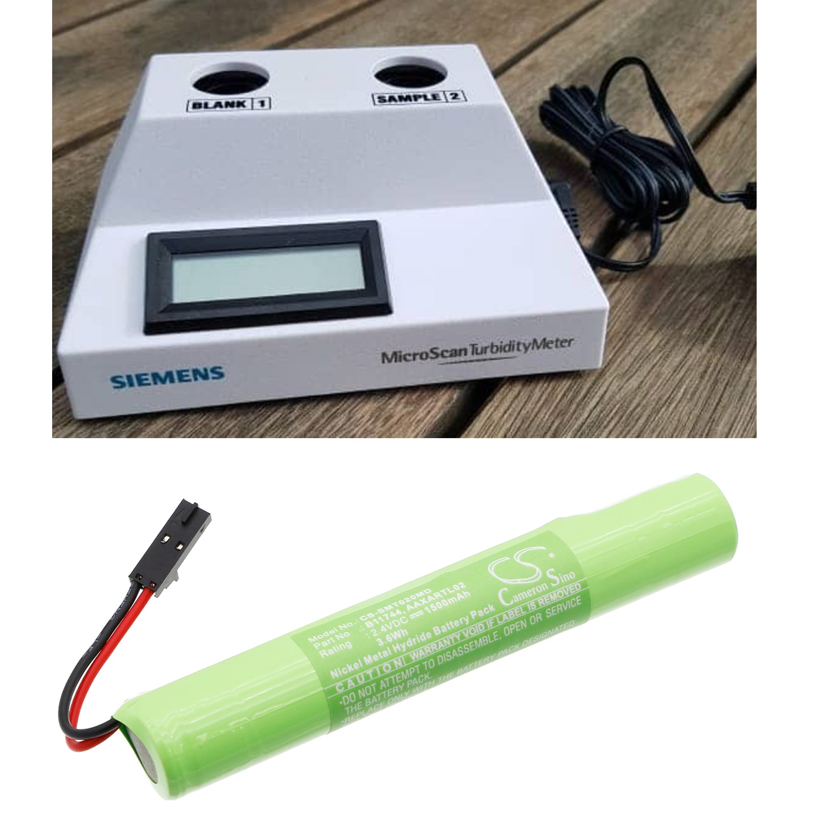 2.4V, Ni-MH, 1500mAh, Battery fits Siemens Microscan Turbidity Meter, 3.6Wh Medical Cameron Sino Technology Limited