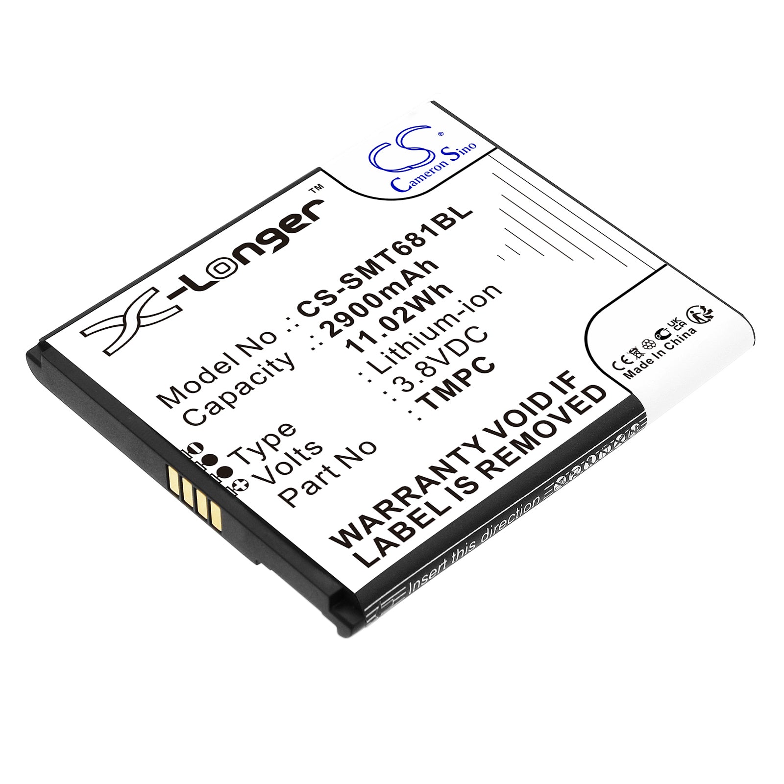 Li-ion, Payment Terminal Battery fits Sunni P2 Lite Se, T6810, 3.8V, 2900mAh Payment Terminal Cameron Sino Technology Limited