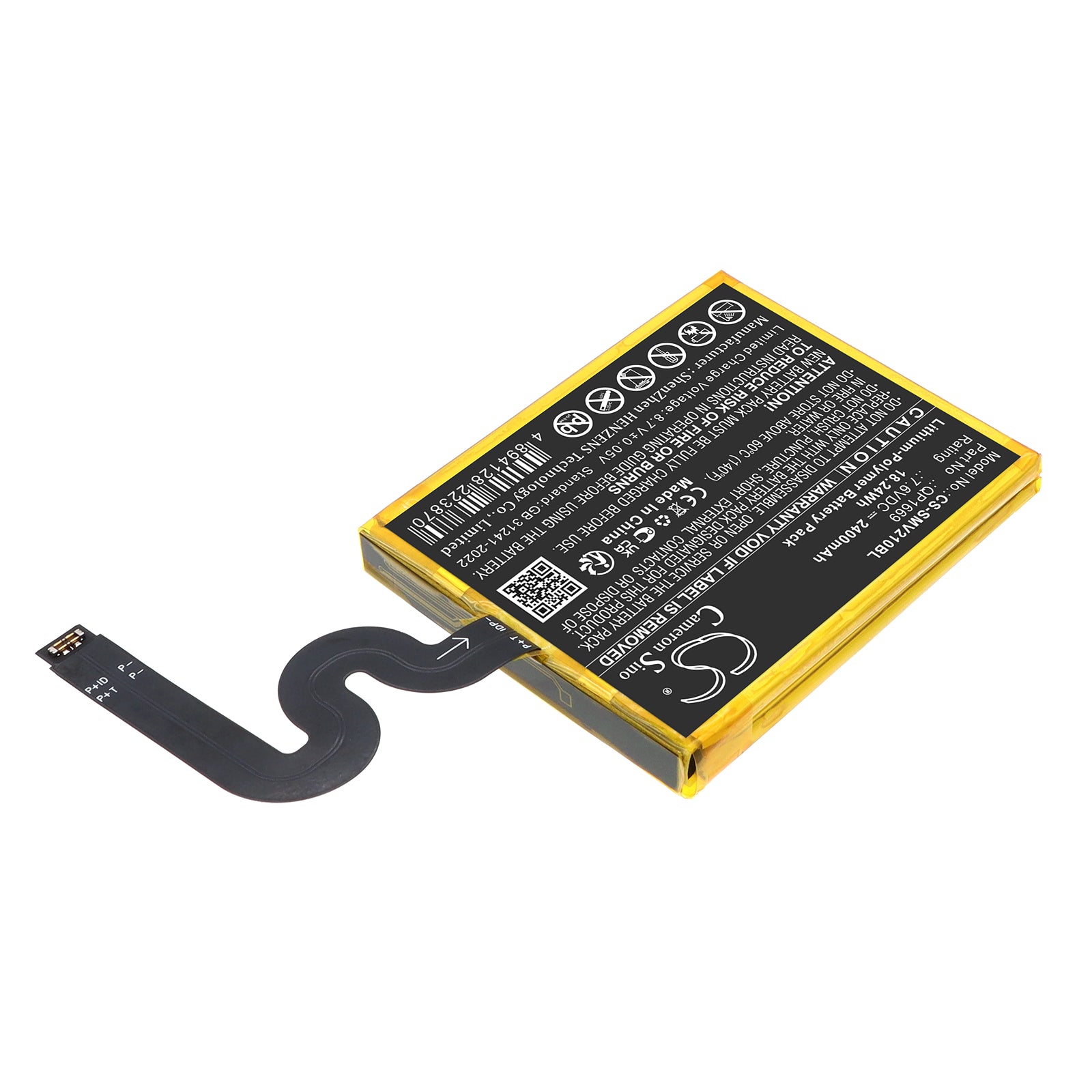 7.6V, Li-Polymer, 2400mAh, Battery fits Sunmi P2 Pro, 18.24Wh Payment Terminal Cameron Sino Technology Limited