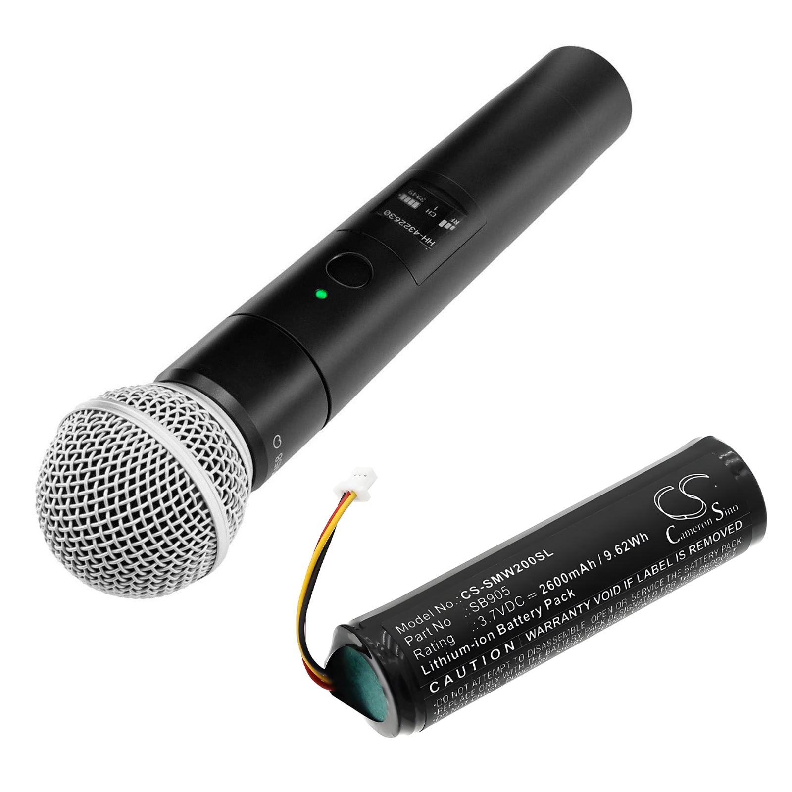 3.7V, Li-ion, 2600mAh, Battery fits Shure MXW Handheld Transmitter, MXW2 Handheld Transmitter, 9.62Wh Transmitters & Receiver Cameron Sino Technology Limited