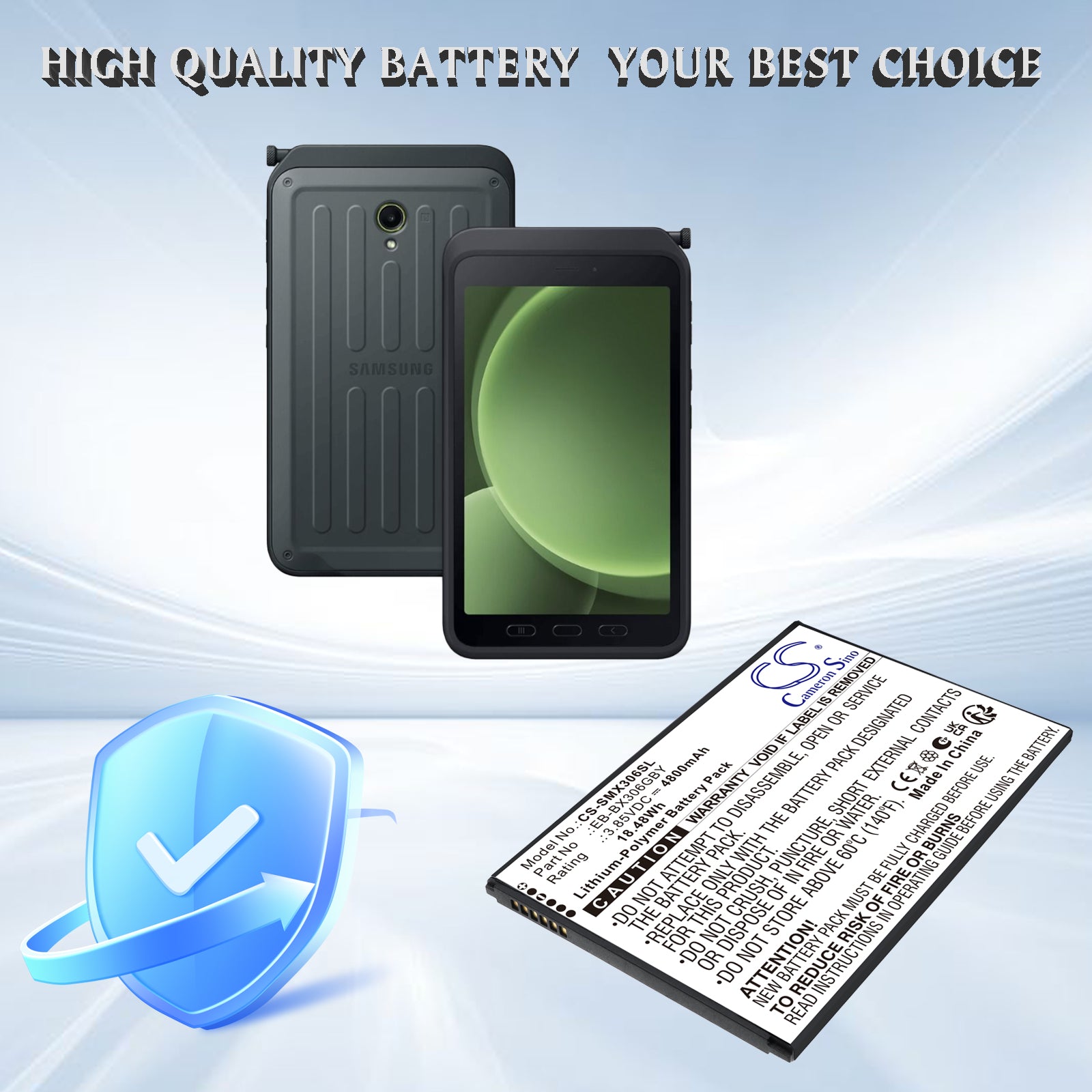 3.85V, Li-Polymer, 4800mAh, Battery fits Samsung Galaxy Tab Active 5 (WiFi), Galaxy Tab Active 5 5G, 18.48Wh Tablet Cameron Sino Technology Limited