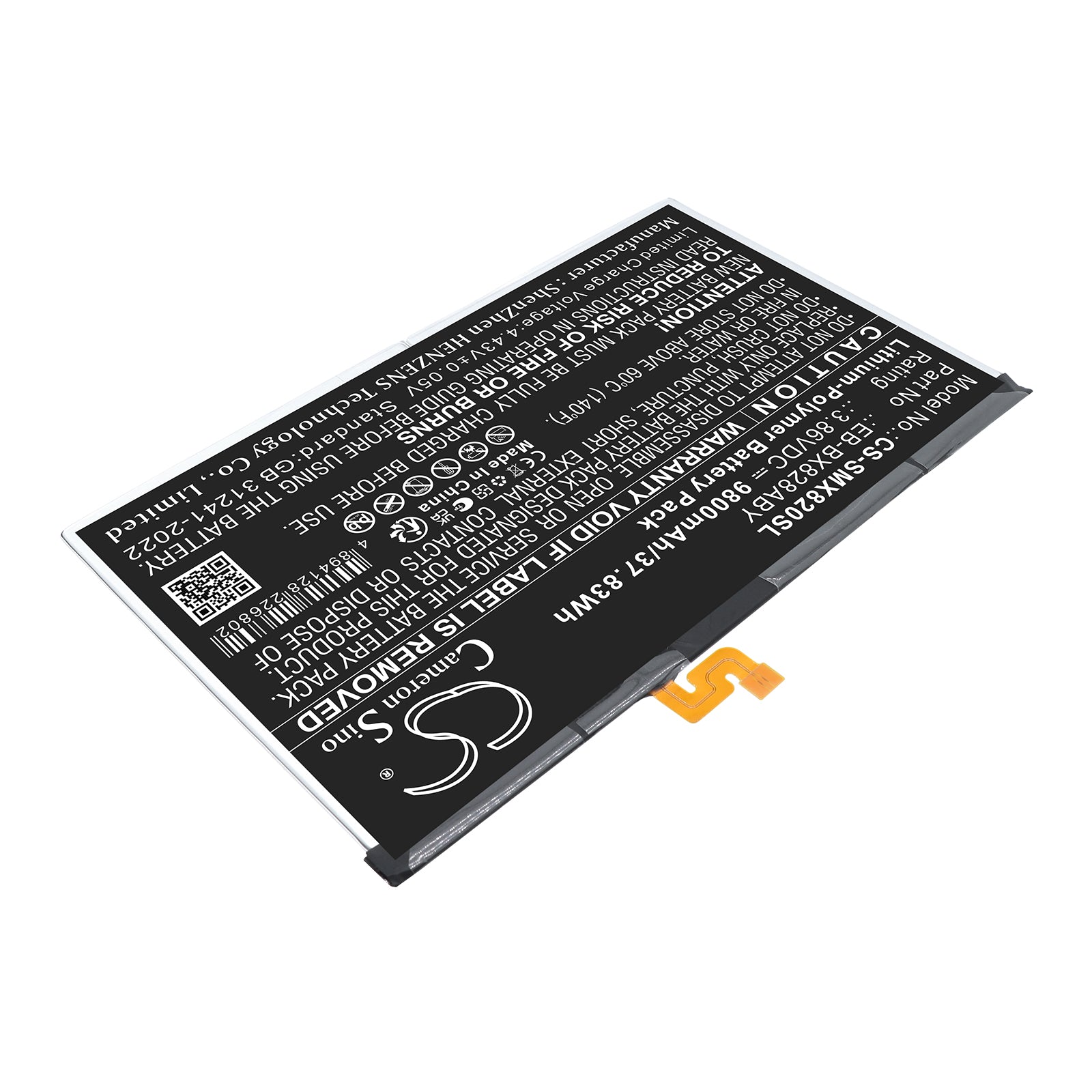 3.86V, Li-Polymer, 9800mAh, Battery fits Samsung Galaxy Tab S10+, SM-X620, 37.83Wh Tablet Cameron Sino Technology Limited
