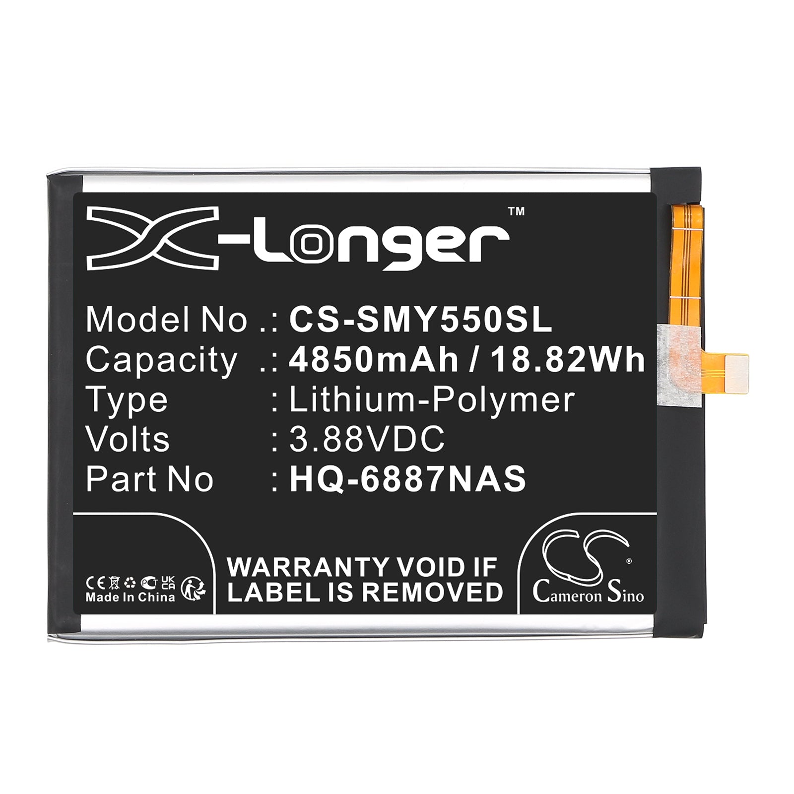 3.88V, Li-Polymer, 4850mAh, Battery fits Samsung Galaxy F55 5G, Galaxy M55 5G, 18.82Wh Mobile, SmartPhone Cameron Sino Technology Limited