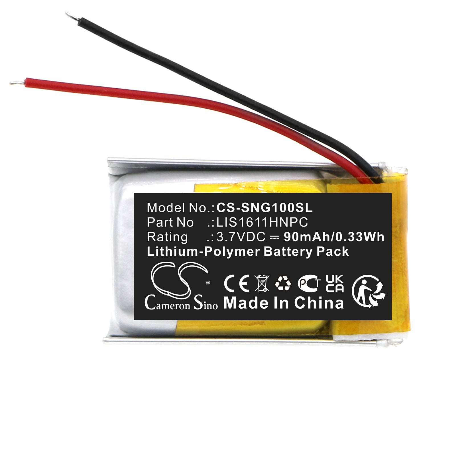 Li-Polymer, 3D Glasses Battery fits Sony Cech-zeg1u, Playstation Ps3 3d Glasses, 3.7V, 90mAh 3D Glasses Cameron Sino Technology Limited