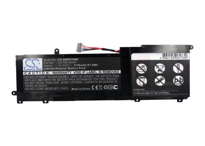 Li-Polymer, Notebook, Laptop Battery fits Samsung Ativ Book 6, Np670z5e, 15.2V, 3750mAh Notebook, Laptop Cameron Sino Technology Limited