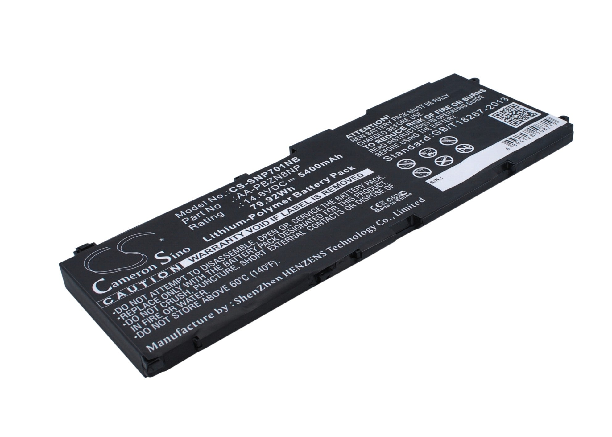 14.8V, Li-Polymer, 5400mAh, Battery fits Samsung NP-700, NP700Z7C, 79.92Wh Notebook, Laptop Cameron Sino Technology Limited