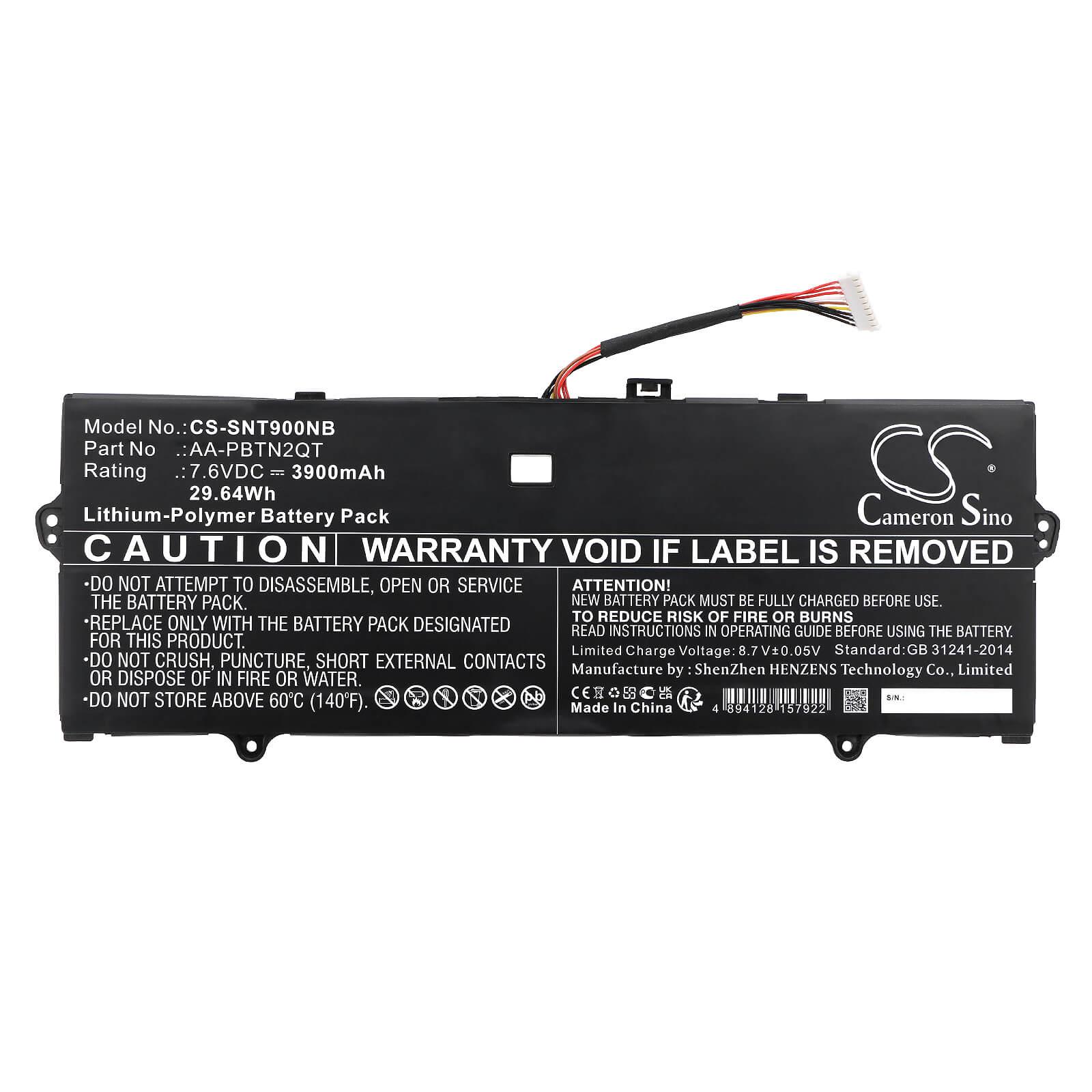 Li-ion Notebook Battery fits Samsung, Aa-pbtn2qt 7.6V, 3900mAh Notebook & Laptop Cameron Sino Technology Limited