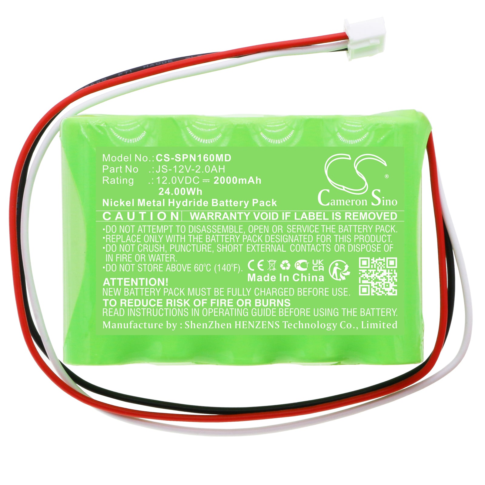 Ni-MH, Medical Battery fits Sinomdt Infusion Pump Sn-1600v, Sn-50c6, 12.0V, 2000mAh Medical Cameron Sino Technology Limited
