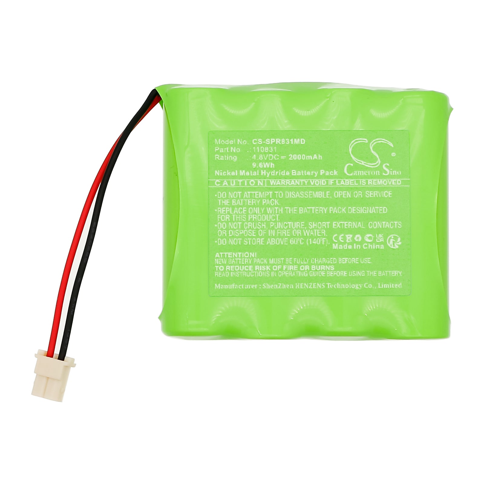 4.8V, Ni-MH, 2000mAh, Battery fits Spengler pression arterielle Pro-H, 9.6Wh Medical Cameron Sino Technology Limited