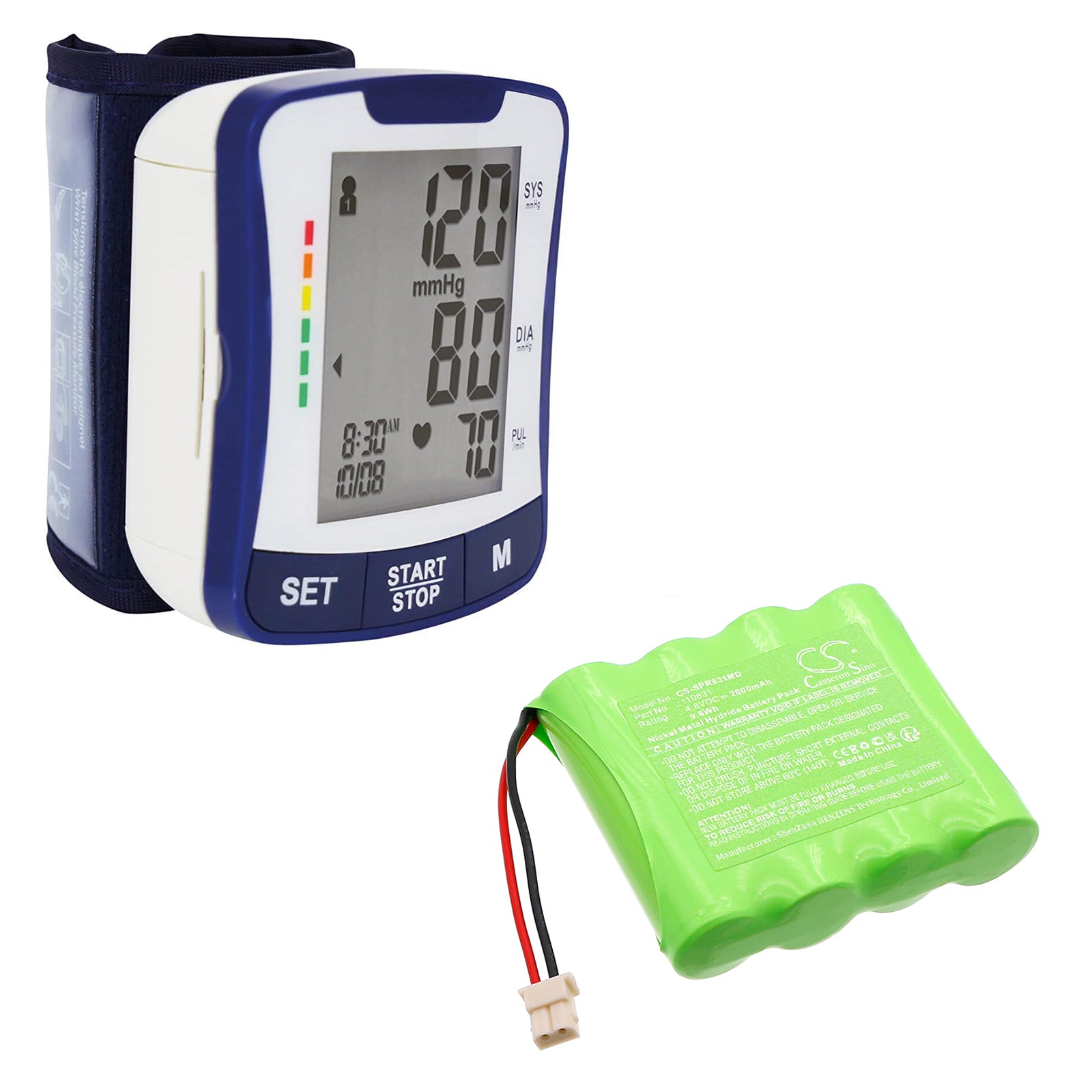 4.8V, Ni-MH, 2000mAh, Battery fits Spengler pression arterielle Pro-H, 9.6Wh Medical Cameron Sino Technology Limited