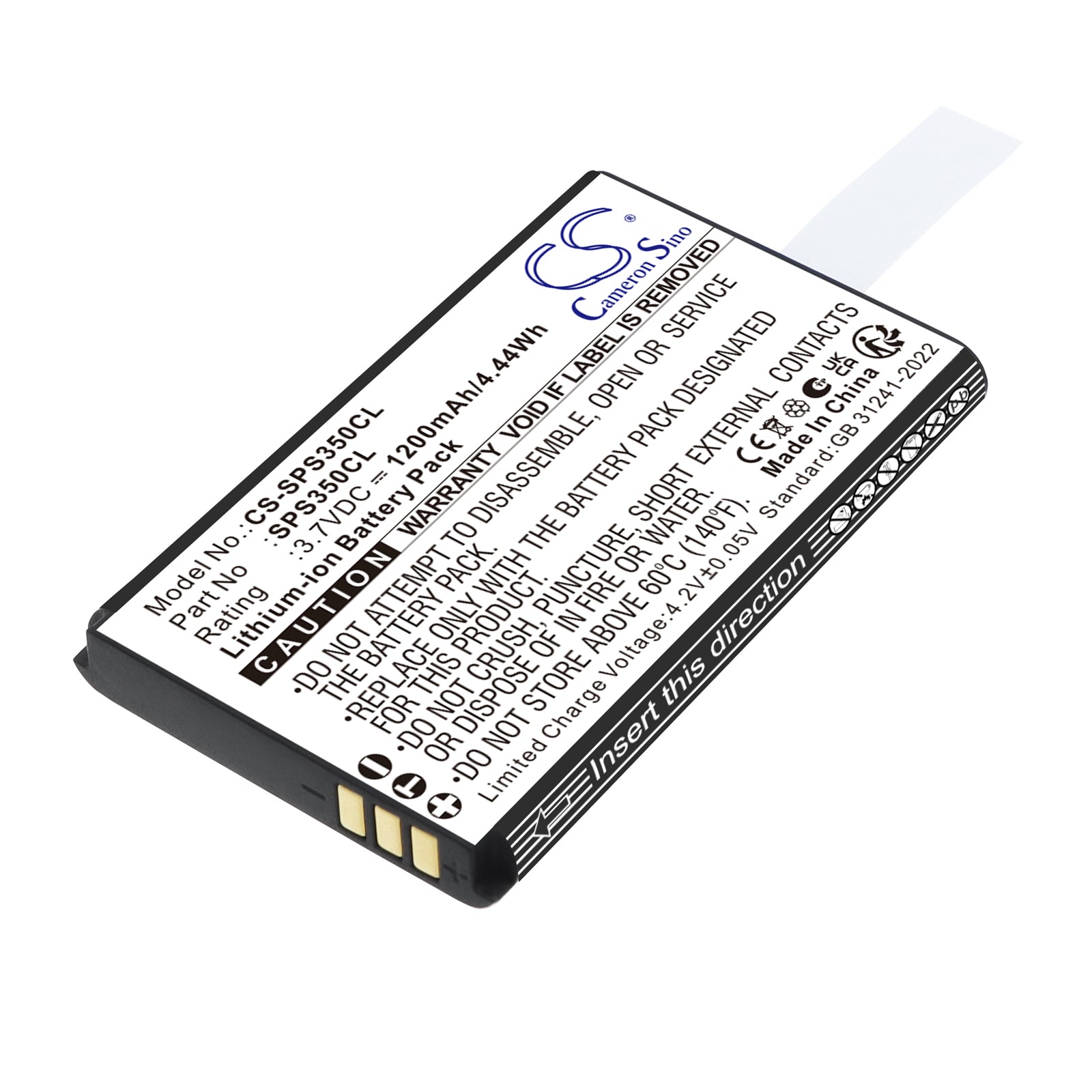 3.7V, Li-ion, 1200mAh, Battery fits SpectraLink S35 DECT Handset, S37 S35 DECT Handset, 4.44Wh Cordless Phone Cameron Sino Technology Limited